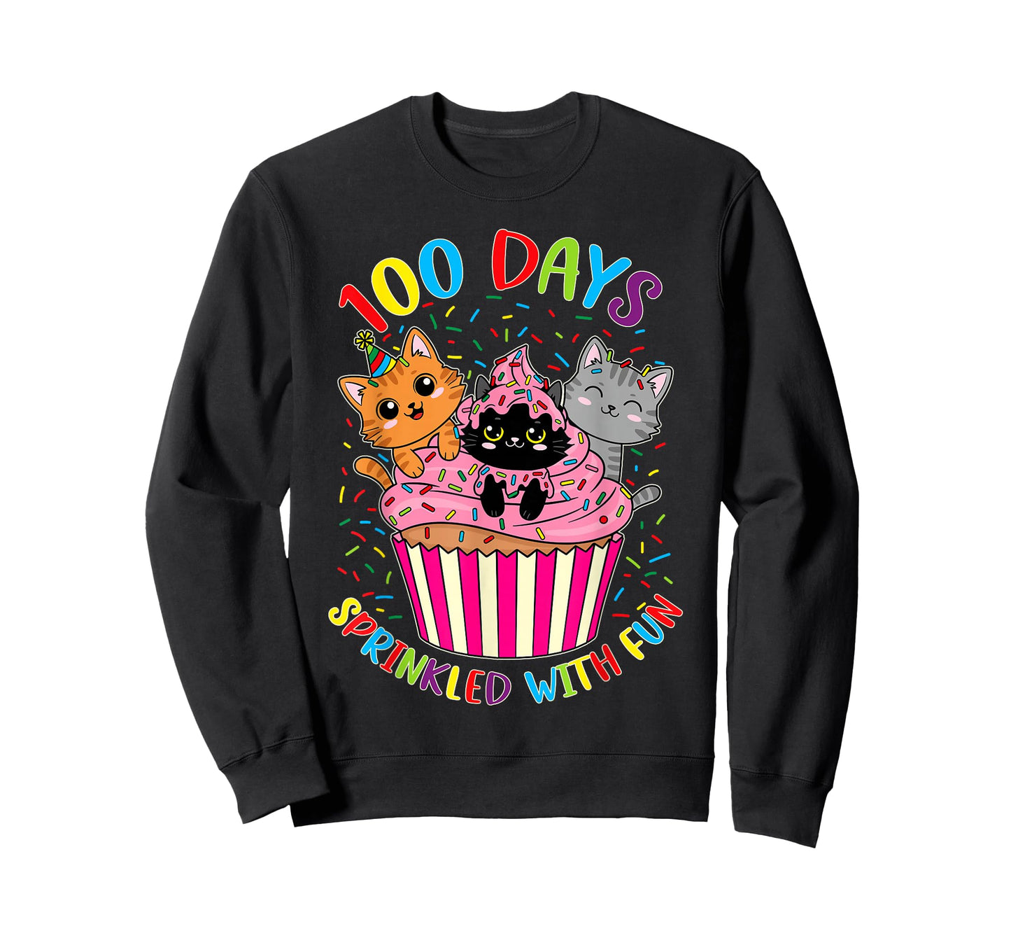 100th Days of School Shirt for Girls Cute Cats Cupcake T-Shirt