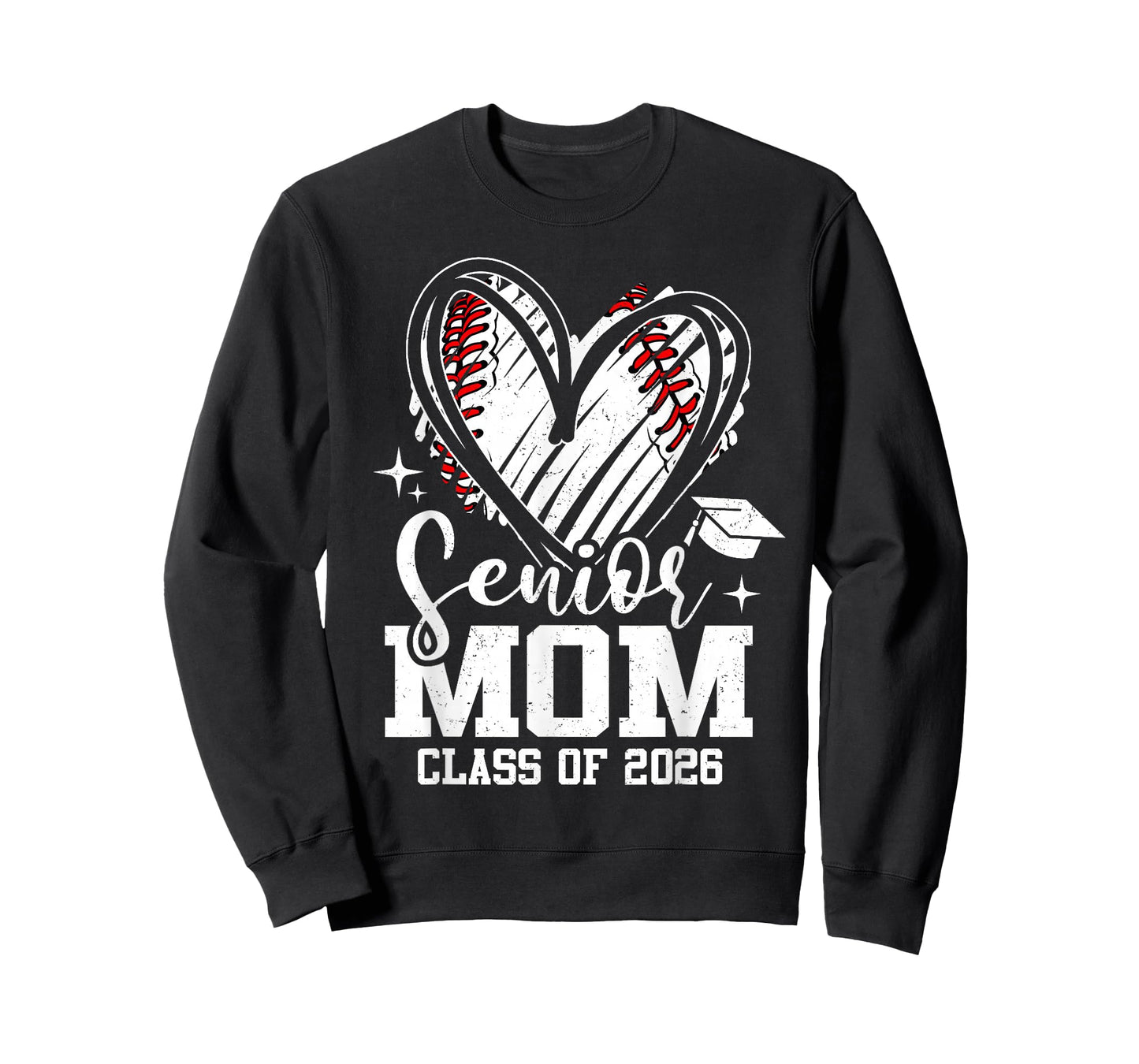 Senior Mom Class of 2026 Baseball Graduation Heart T-Shirt