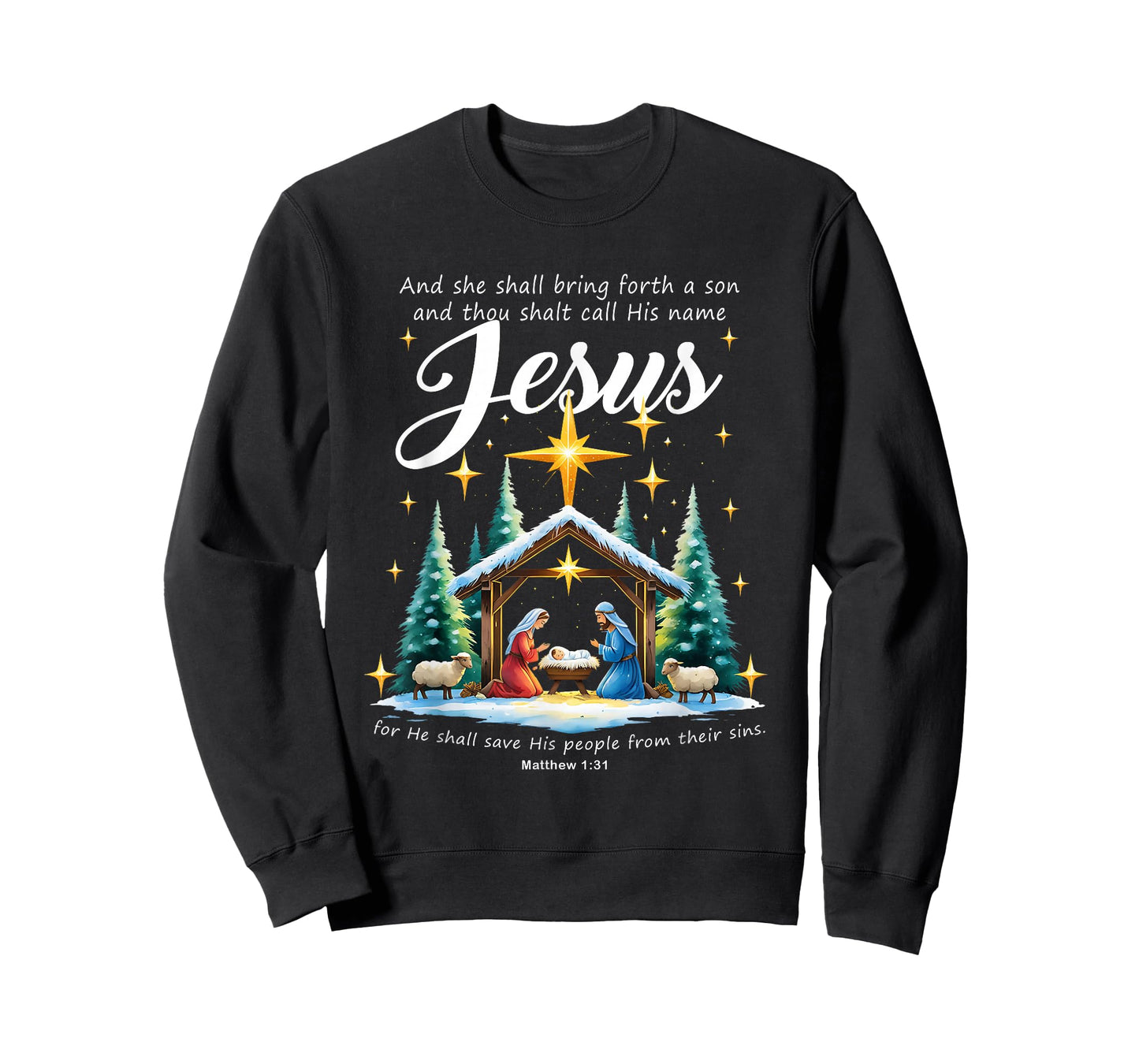 and Thou Shalt Call His Name Jesus Nativity Christmas T-Shirt