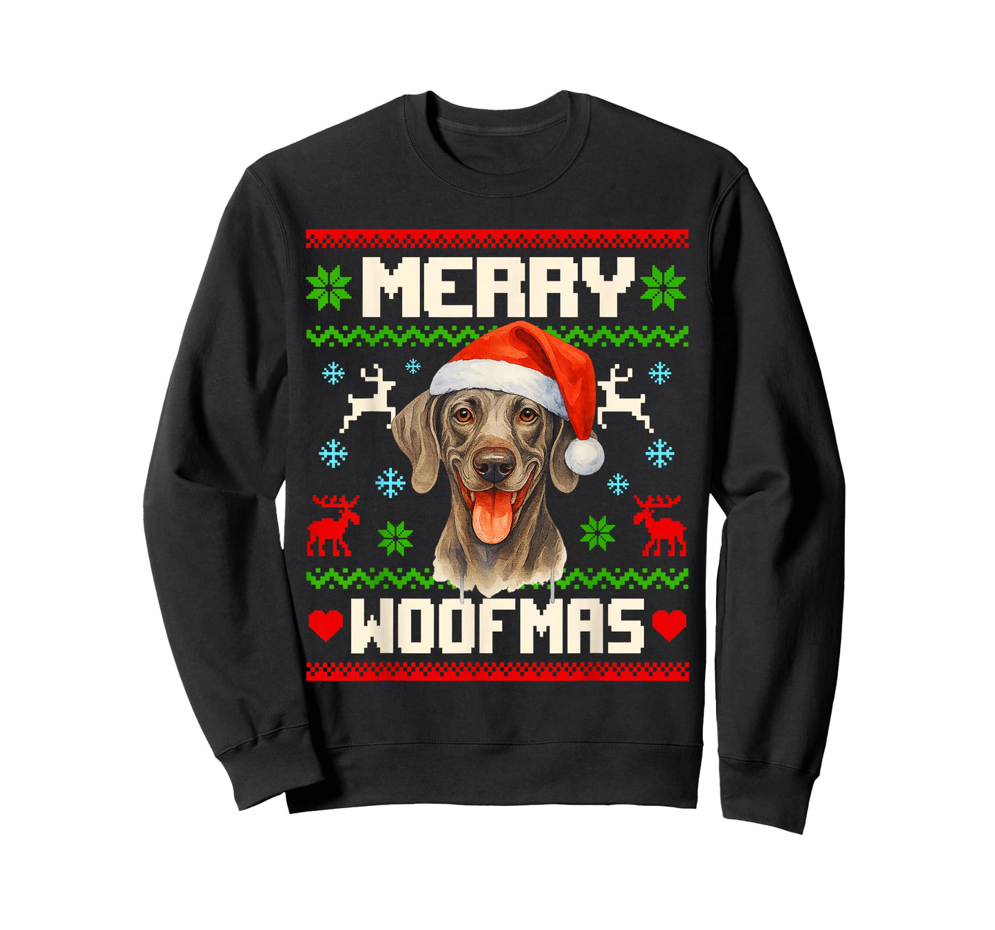 Weimaraner Dog Christmas Ugly Sweater Pet Dog Lover Xmas T-Shirt