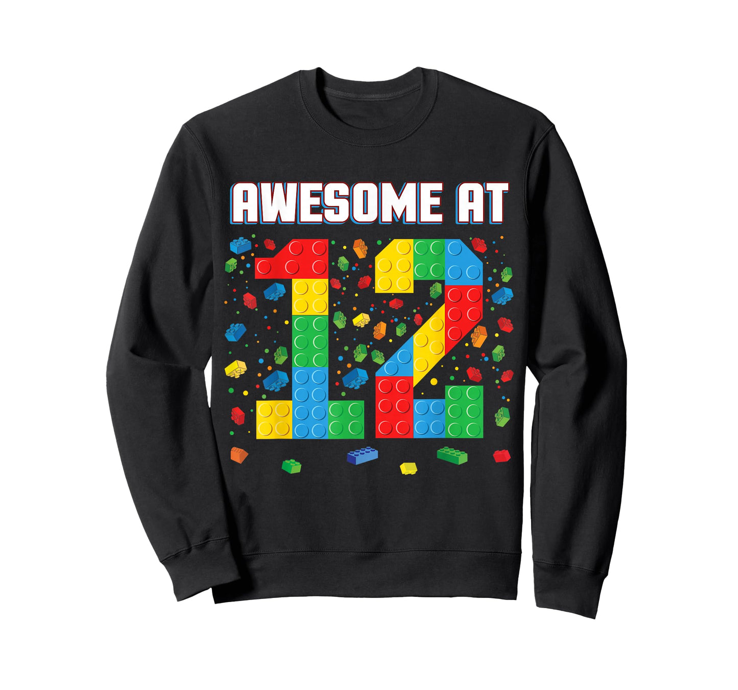 Awesome at 12 Year Old Birthday Kids Block Building Brick T-Shirt
