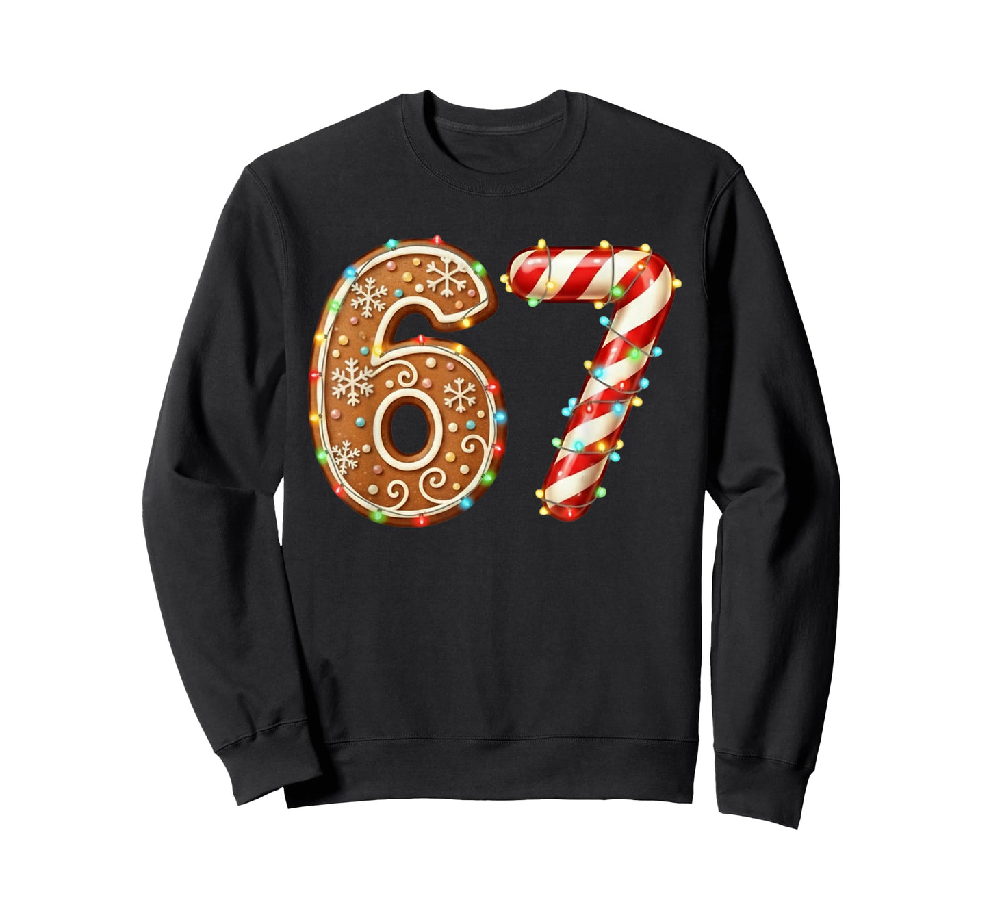 Six Seven Meme Gingerbread Candy Cane Christmas Kids T-Shirt