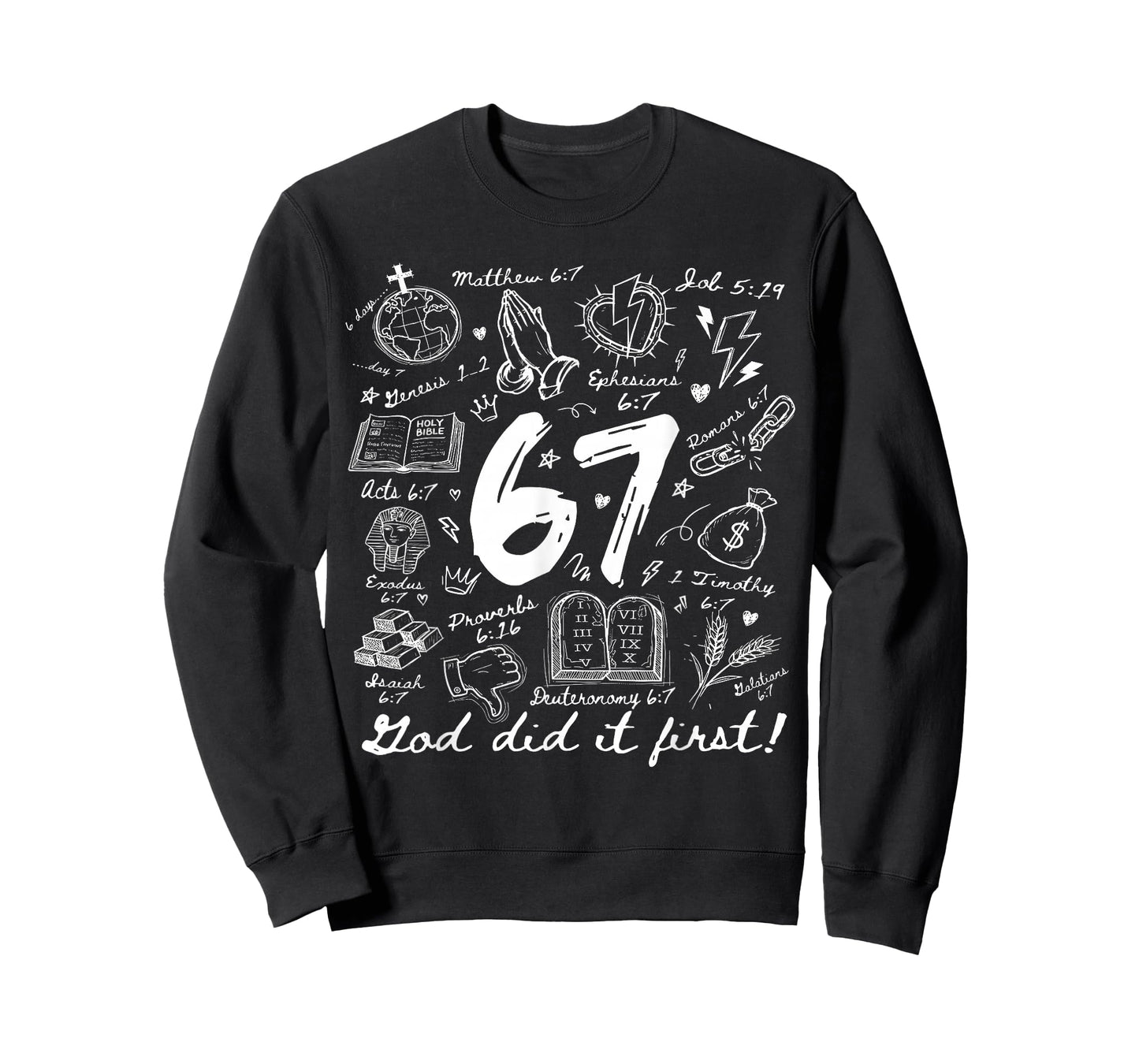 Vintage God Did It First 67 Six Seven Meme Christian Bible T-Shirt