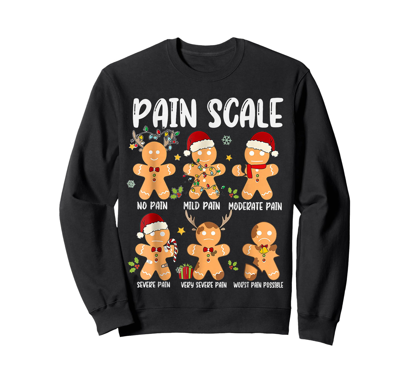 Pain Scale Gingerbread Trauma Nurse Christmas Nursing T-Shirt