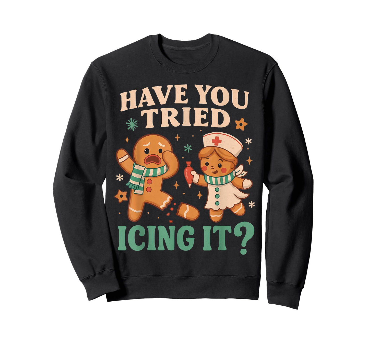 Funny Gingerbread Christmas Pun Have You Tried Icing It ? T-Shirt
