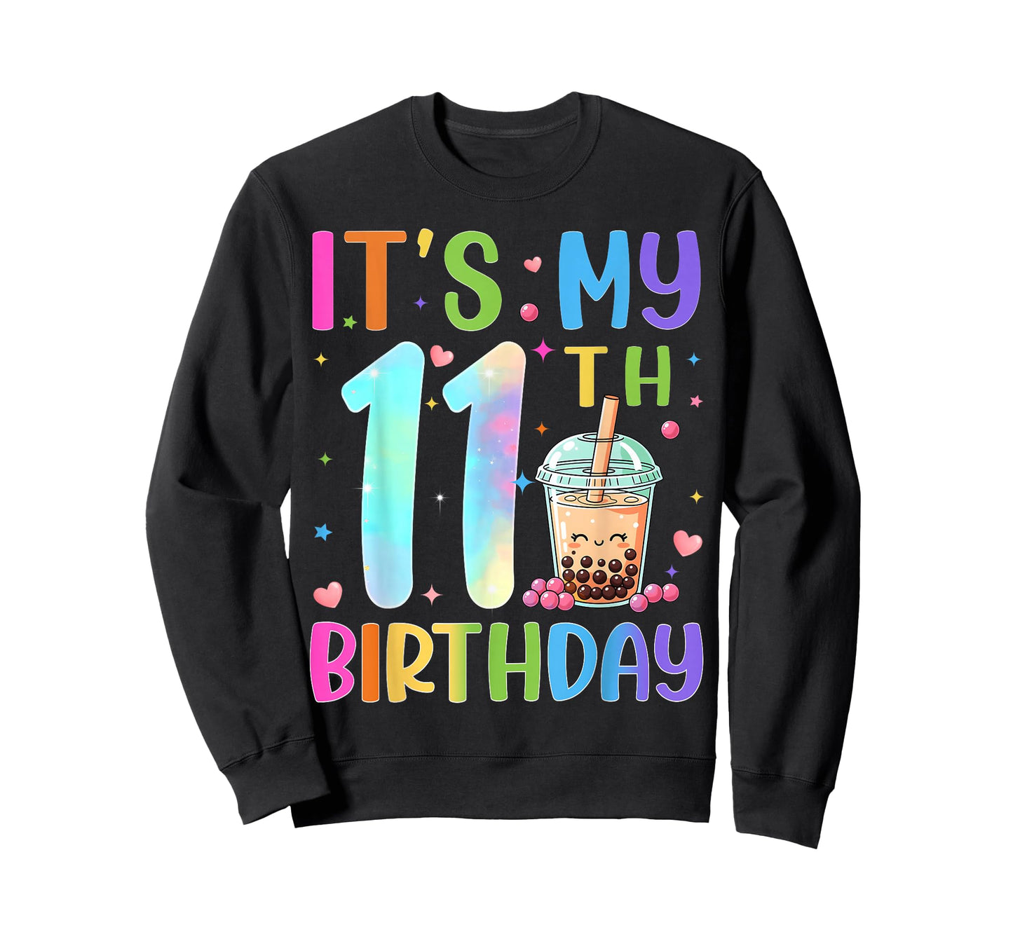 It's My 11th Birthday Bubble Boba Tea Party 11 Year Old Bday T-Shirt