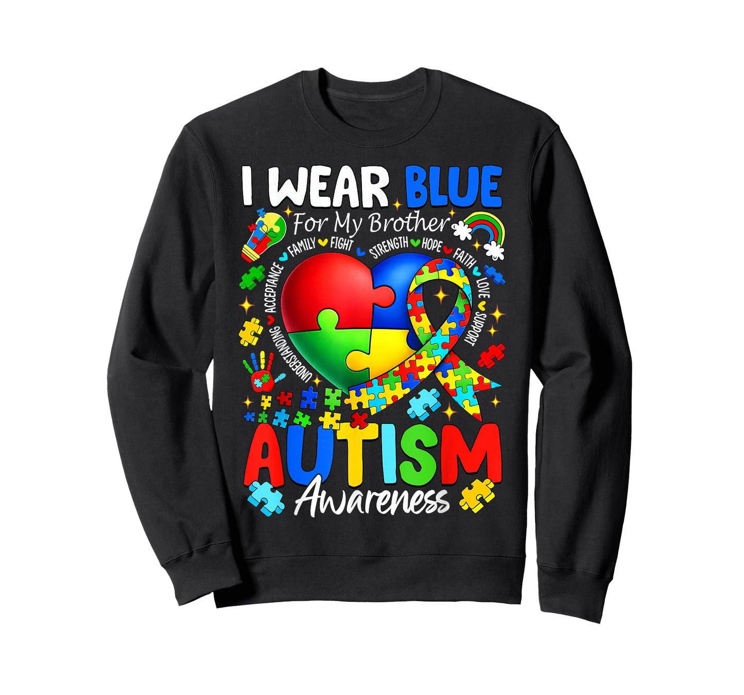 I Wear Blue for My Brother Autism Awareness Boys Girls Kids T-Shirt