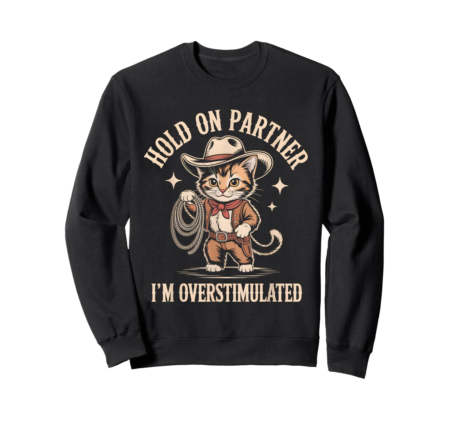 Hold On Partner Im Overstimulated Shirt Cute Cat T-Shirt