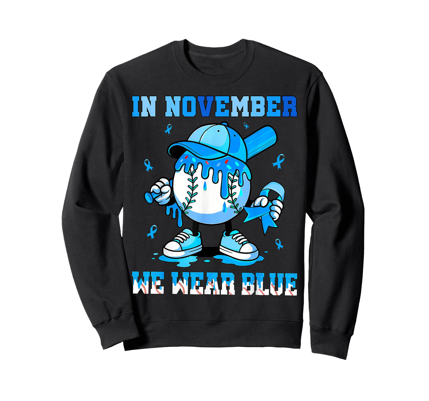 in November We Wear Blue Ice Cream Baseball for Boy Kids T-Shirt