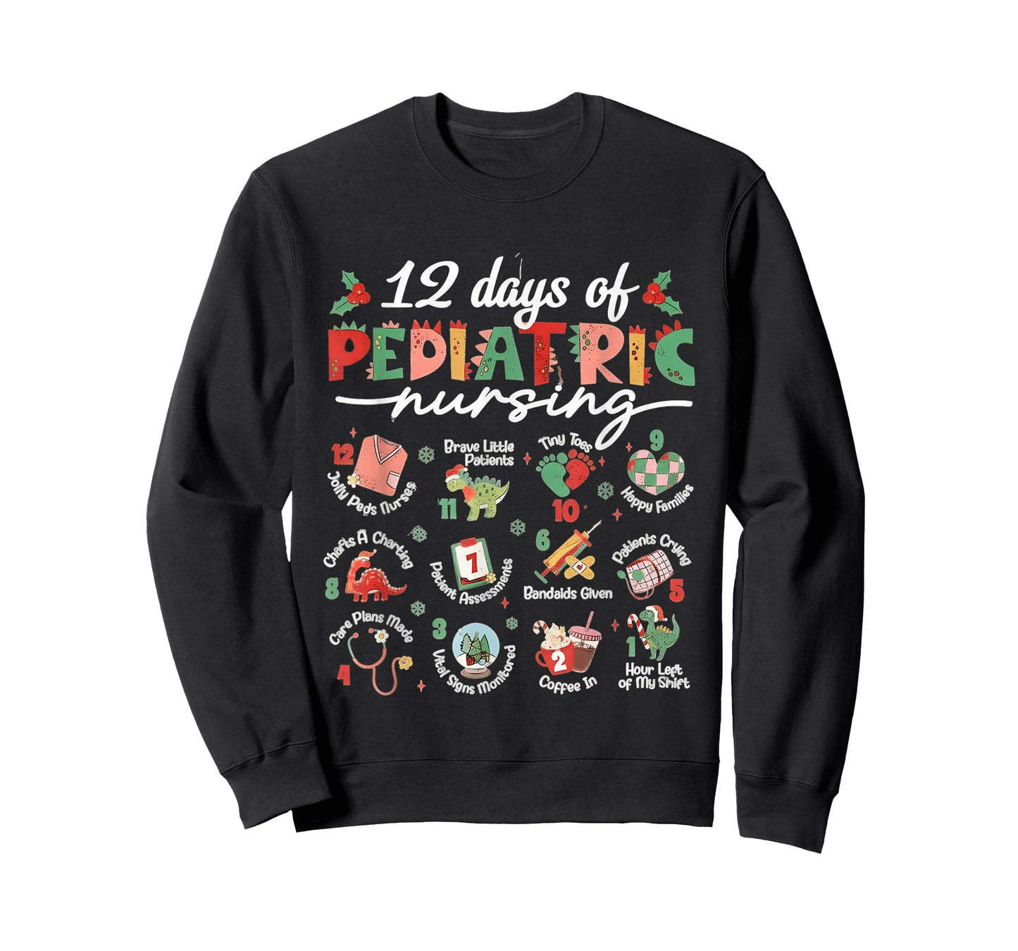 Pediatric Nurse Christmas, 12 Days of Pediatric Nursing Peds T-Shirt