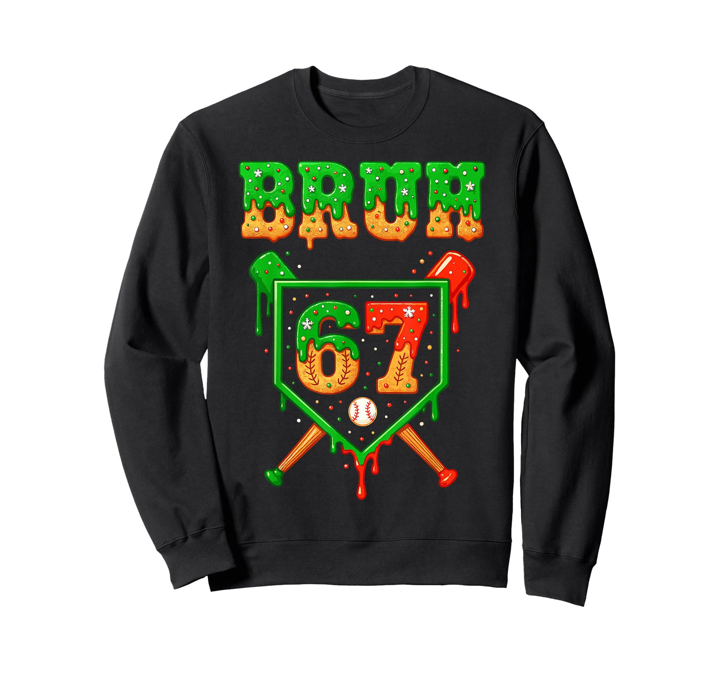 Bruh 67 Baseball Christmas Gingerbread Drip Number 67 Player T-Shirt