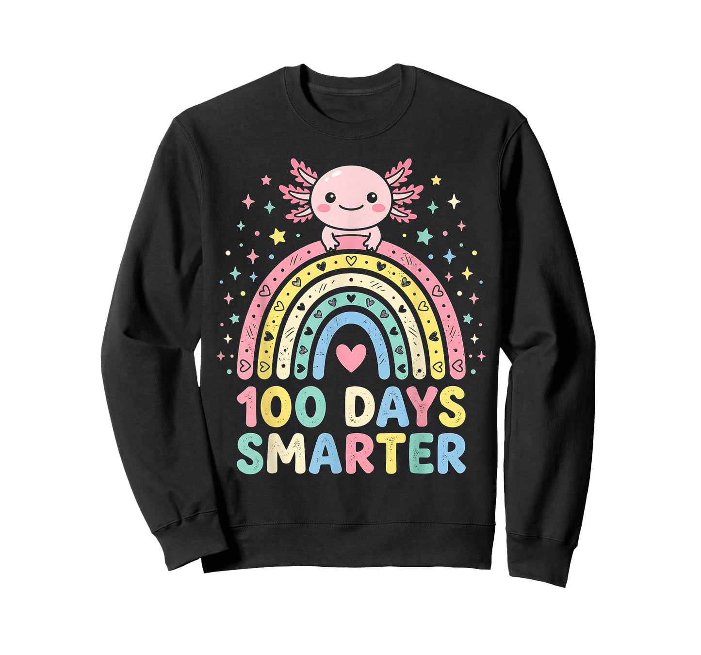 100 Days Smarter Kids Girls Axolotl 100th Day of School T-Shirt