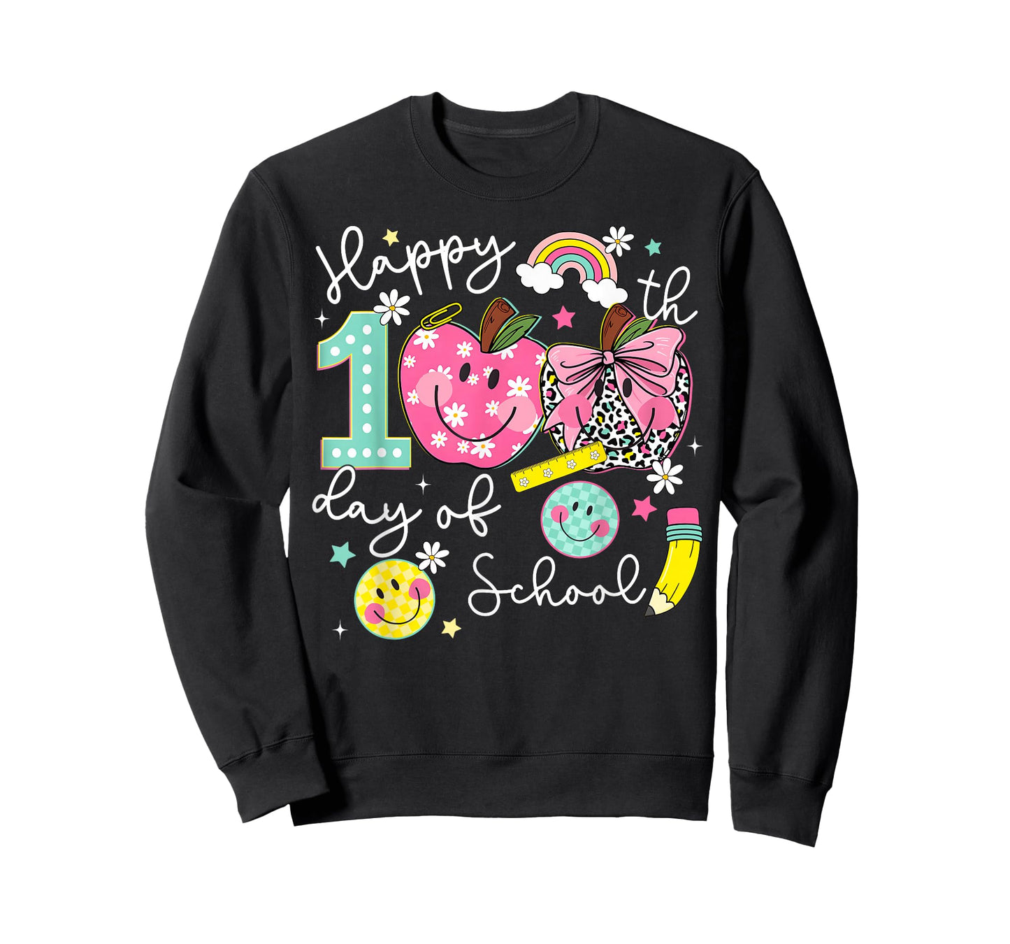 Happy 100th Day of School Apple Coquette Bow Girl Women Kid T-Shirt
