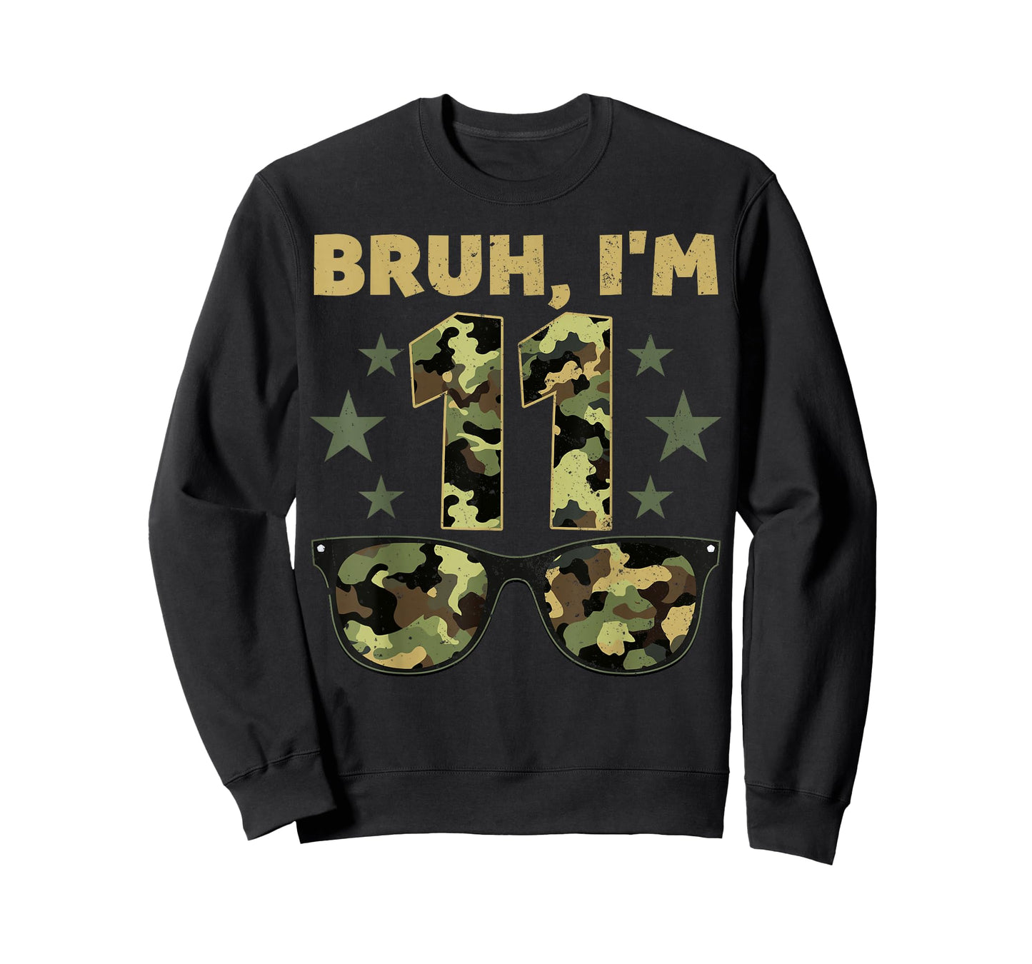 Bruh I'm 11 Years Old 11th Birthday Retro Camo Sunglasses T-Shirt