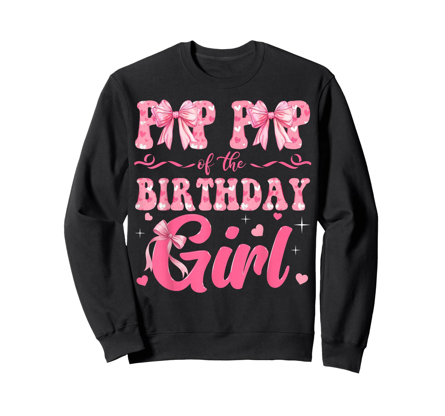 Pop Pop of The Birthday Girl Family Pink Coquette Bow T-Shirt