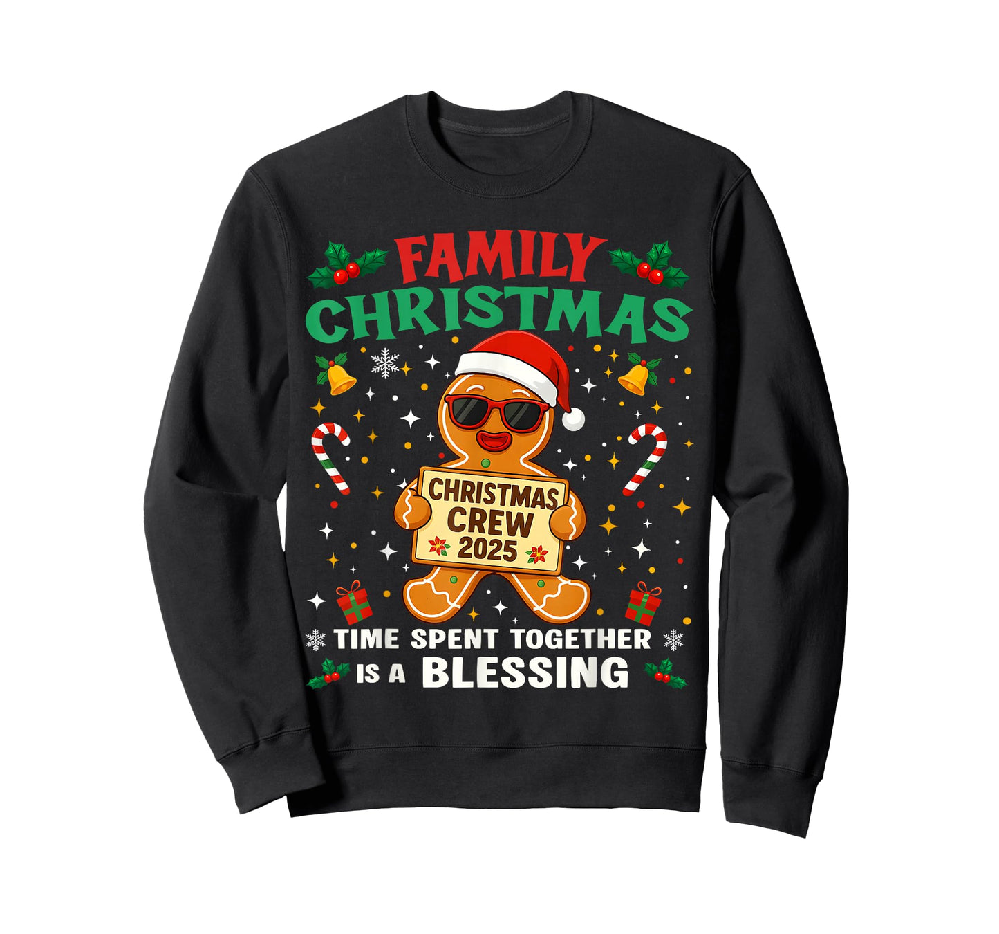 Funny Family Christmas Crew 2025 Santa Xmas Gingerbread Man T-Shirt