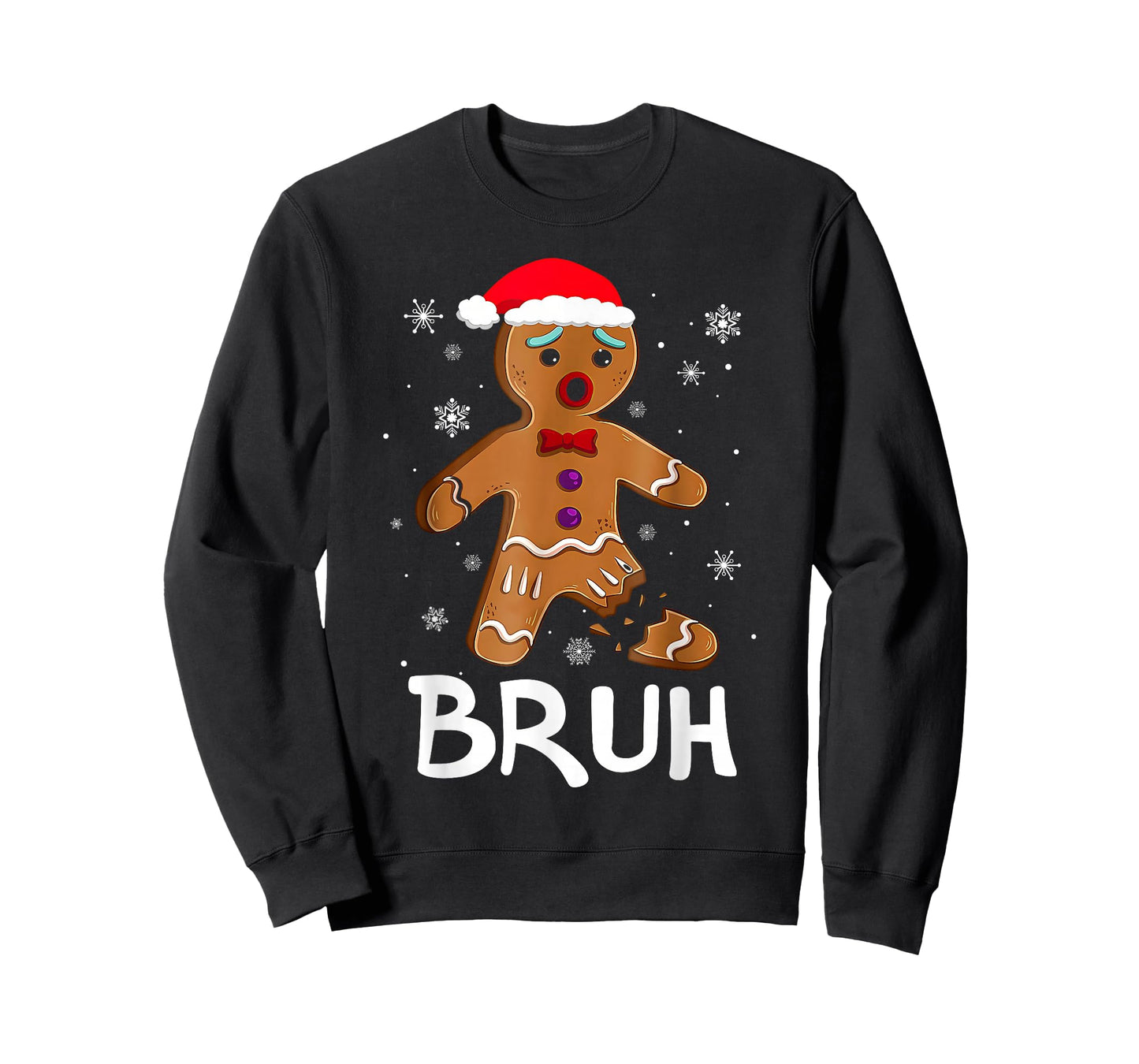 Bruh Funny Christmas Gingerbread Man Teens Boys Kids T-Shirt
