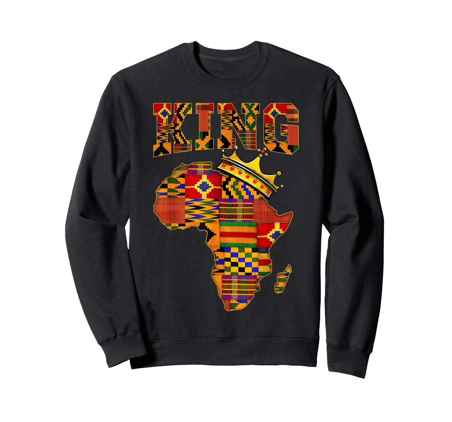 Black History Pride King African Map Kente Melanin Kids Men T-Shirt