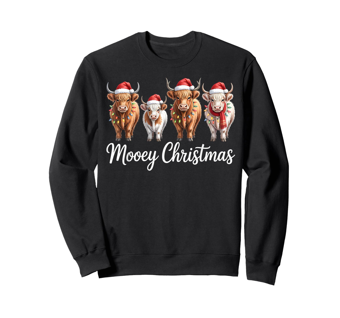 Mooey Christmas Santa Highland Cow Santa Xmas Tree Pajamas T-Shirt