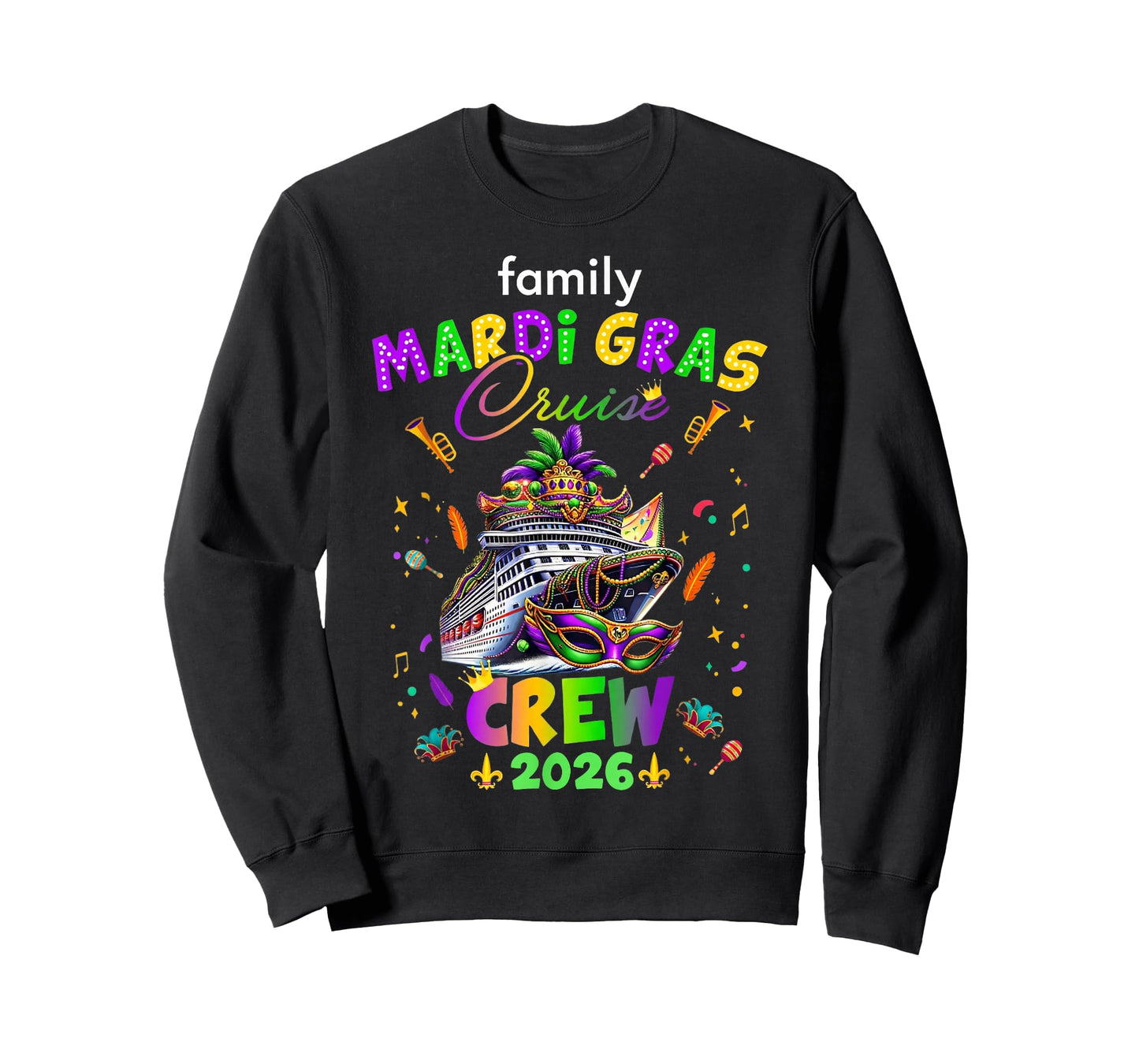 Family Mardi Gras Cruise Crew 2026 Matching Carnival Party T-Shirt