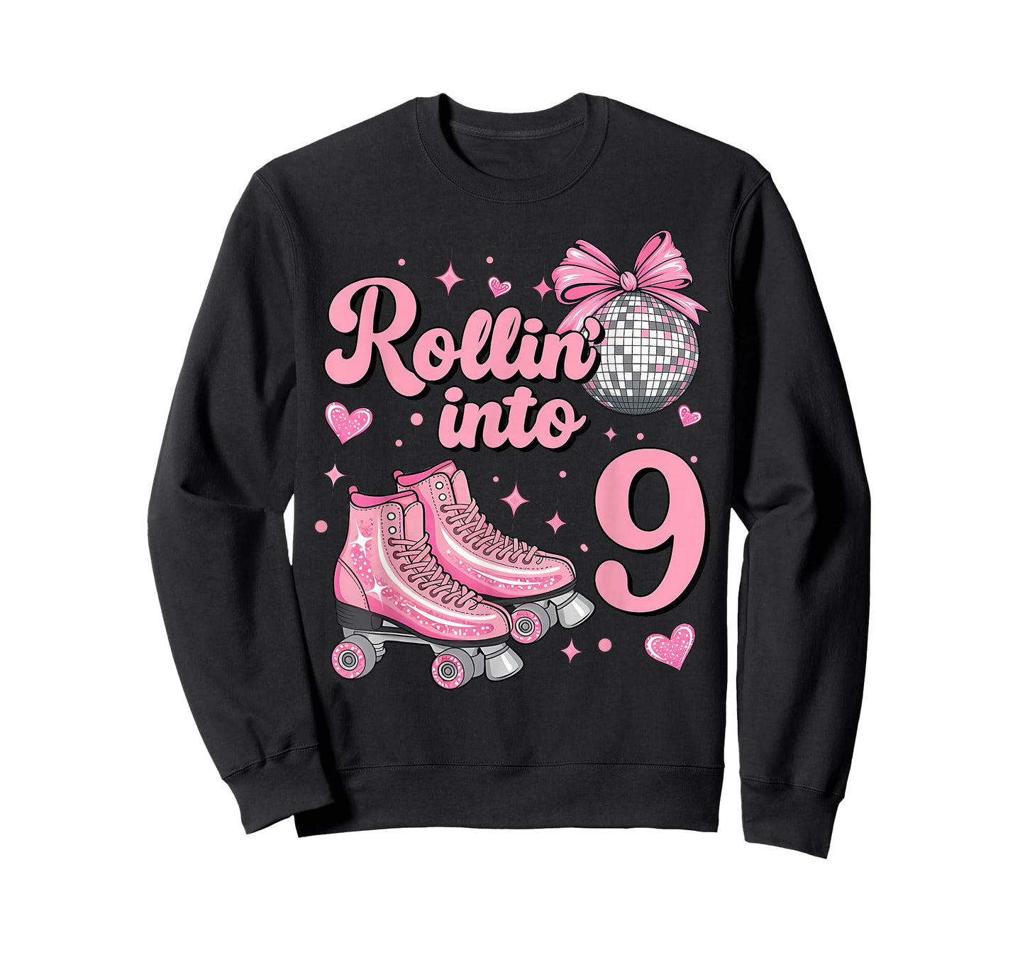 Rolling Into 9 Years Old Roller Skating Girl 9th Birthday T-Shirt