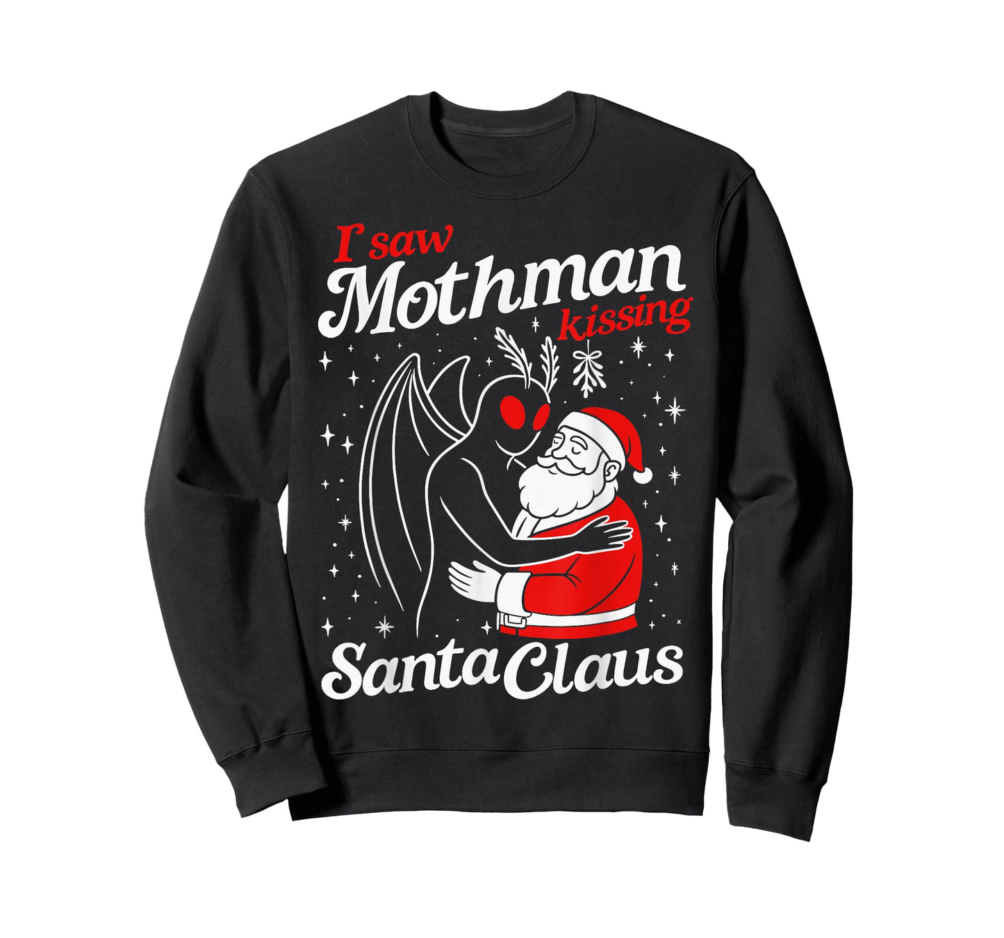 I Saw Mothman Kissing Santa Claus Funny Christmas Santa T-Shirt