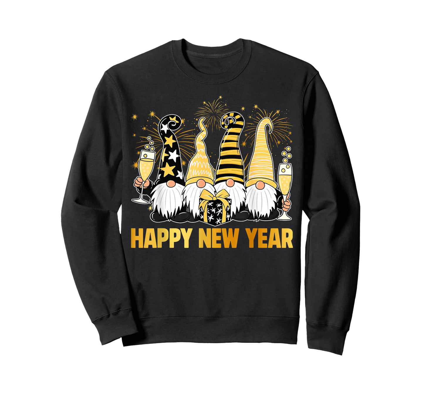 Happy New Year 2026 Gnomes Drinking Champagne New Years Eve T-Shirt