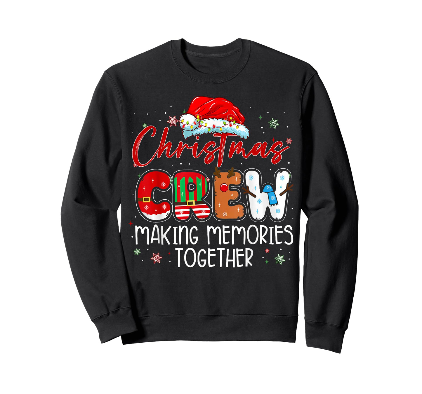 Christmas Crew Making Memories Together Xmas Light Santa Hat T-Shirt