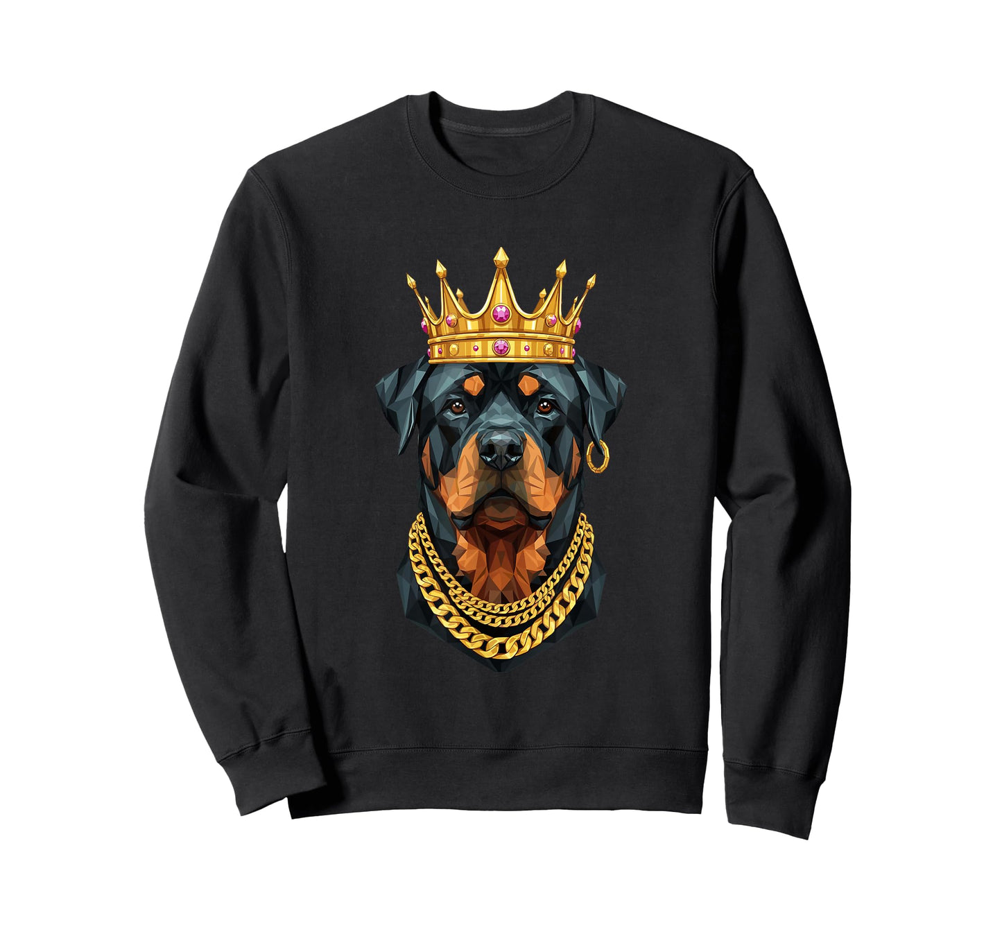 Rottweiler Dog Gangster Golden Crown King Regal Art T-Shirt