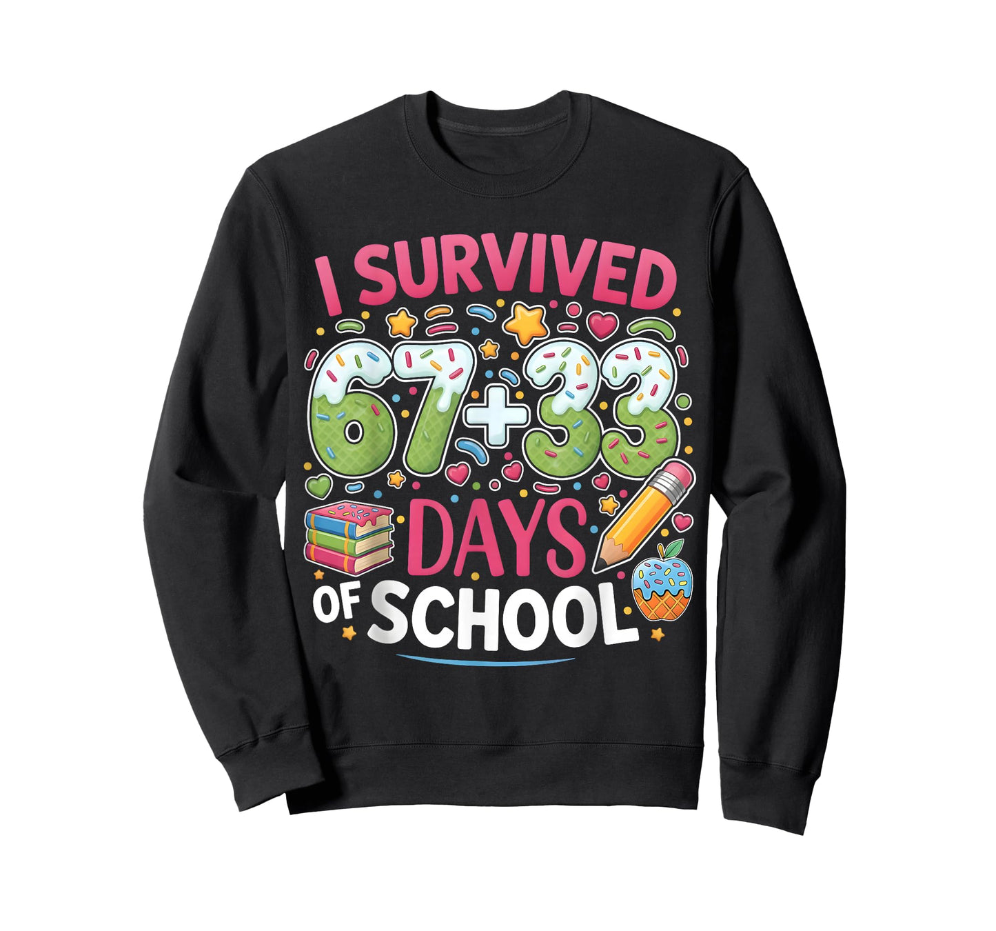 I Survived 67+33 100 Days of School Meme 67 Teacher Student T-Shirt