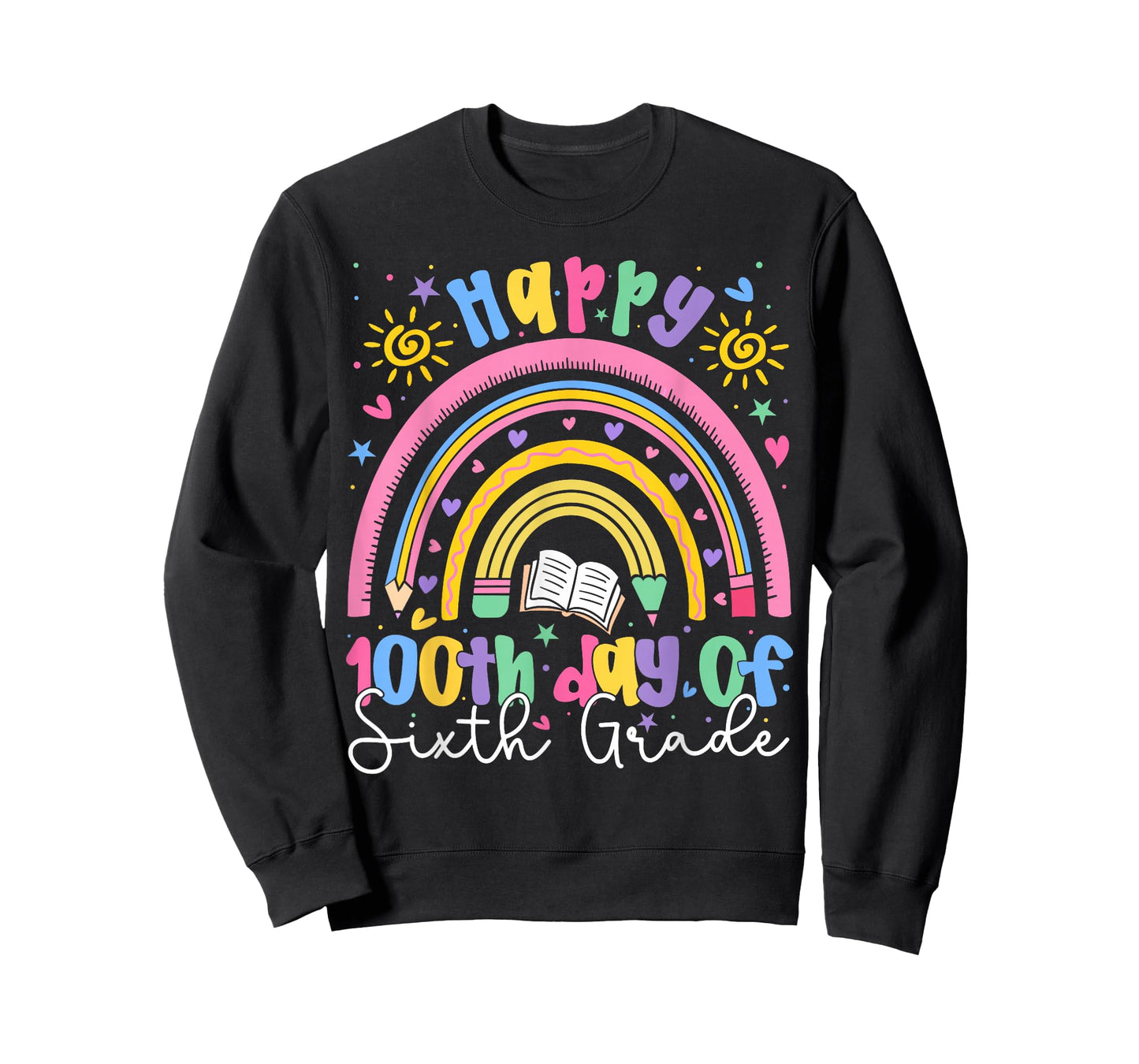 Happy 100th Day of 6th Grade Teacher Kids Rainbow Boy Girl T-Shirt