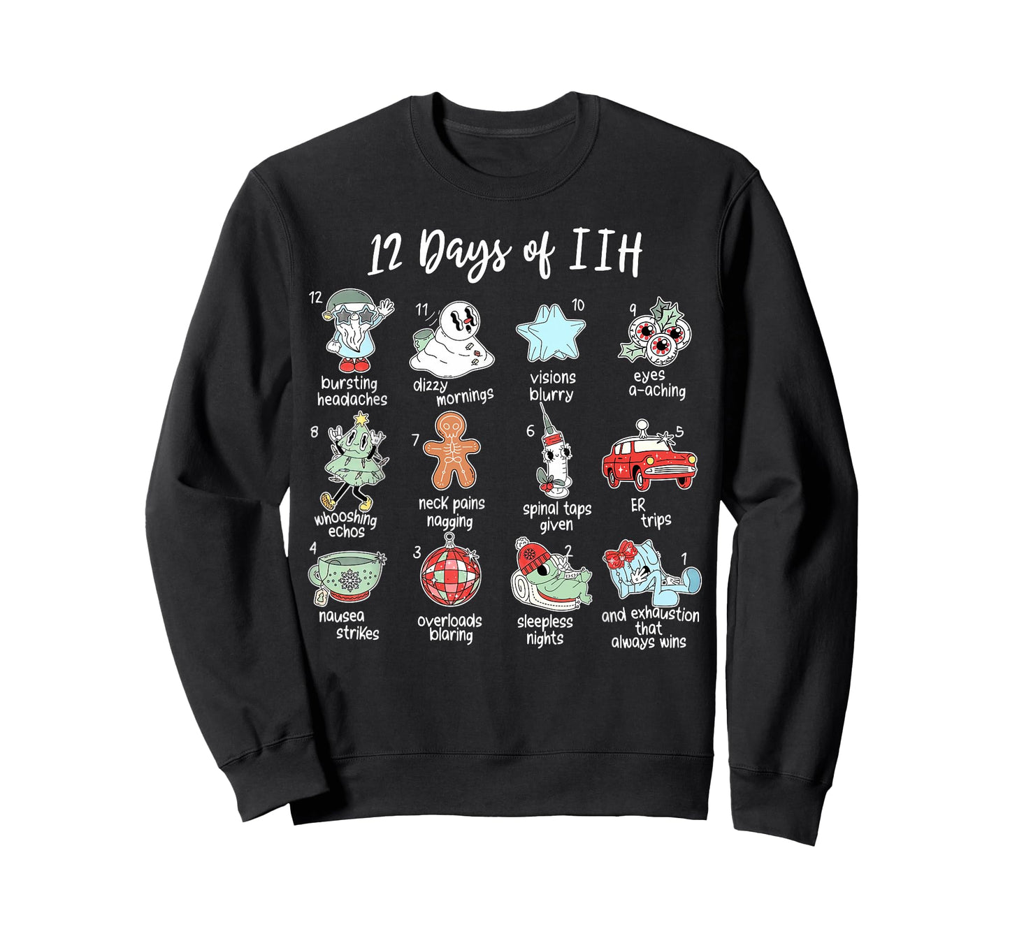 12 Days of IIH Christmas Awareness Pseudotumor Cerebri T-Shirt