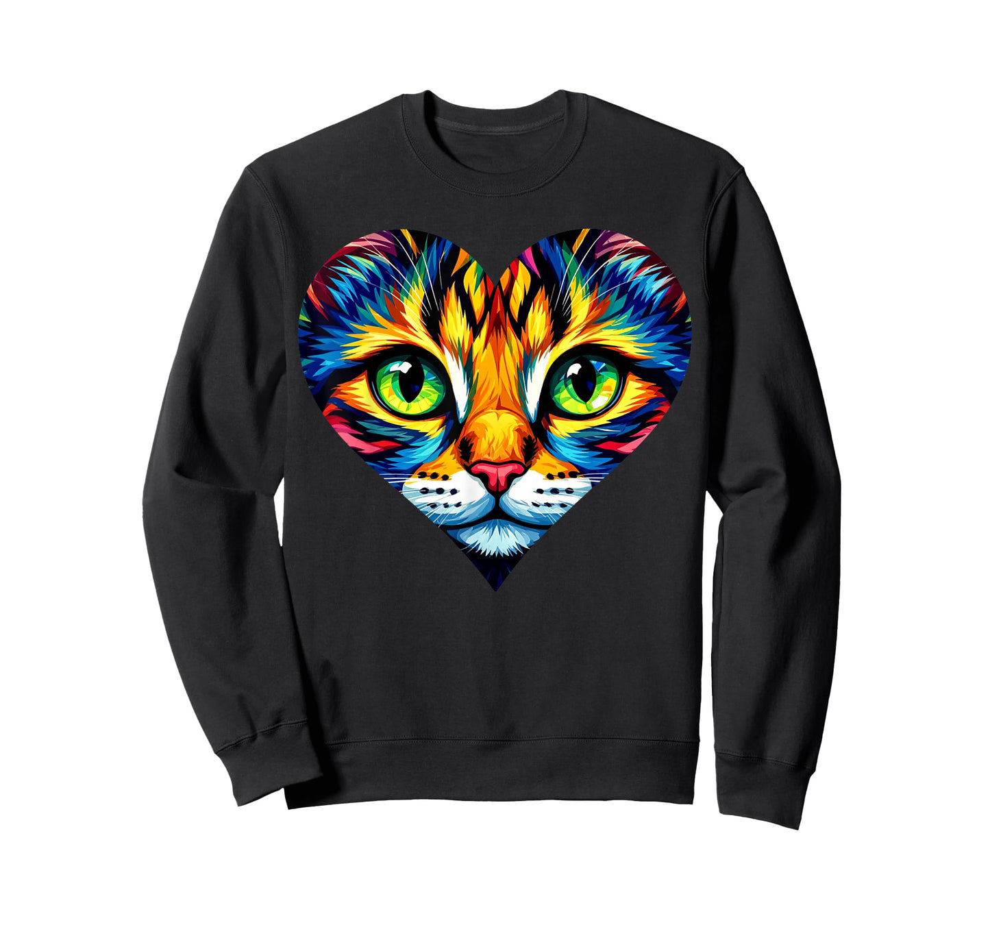 Colorful Cat Heart Art T-Shirt