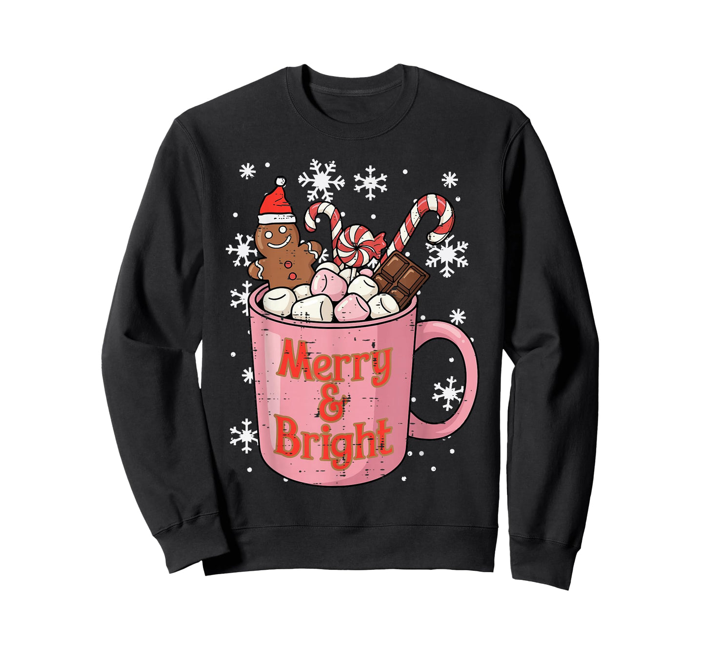 Christmas Gingerbread Cocoa Merry Bright Xmas Women Girls T-Shirt