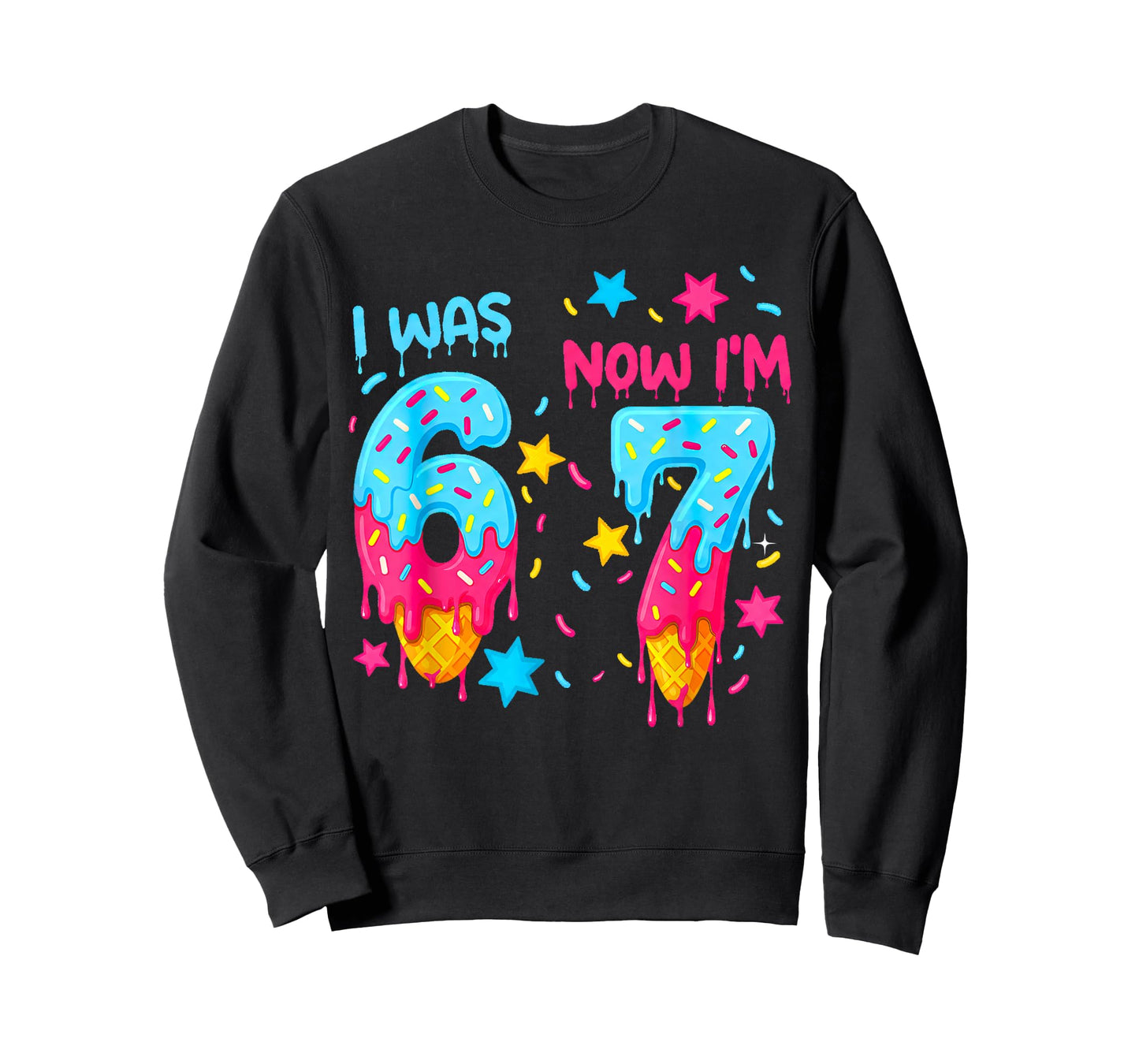 I was 6 Now I'm 7 Funny 7th Birthday Kids Ice Cream Drip T-Shirt