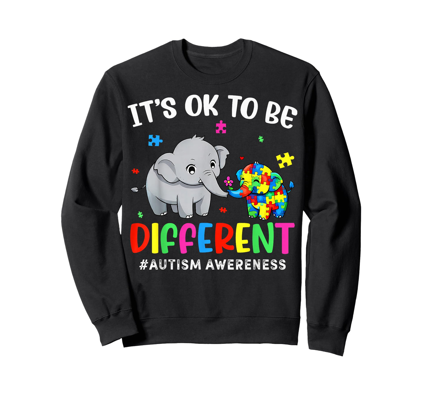 It's Ok to Be Different Elephant for Mom Dad Teachers Autism T-Shirt