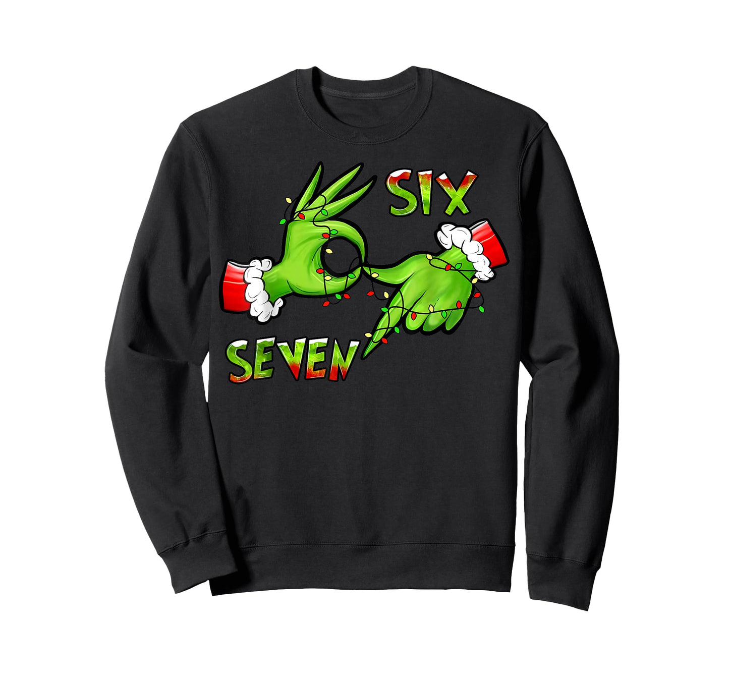 6 7 Six Seven Hand Gen Z Alpha Meme Slang Xmas Christmas T-Shirt