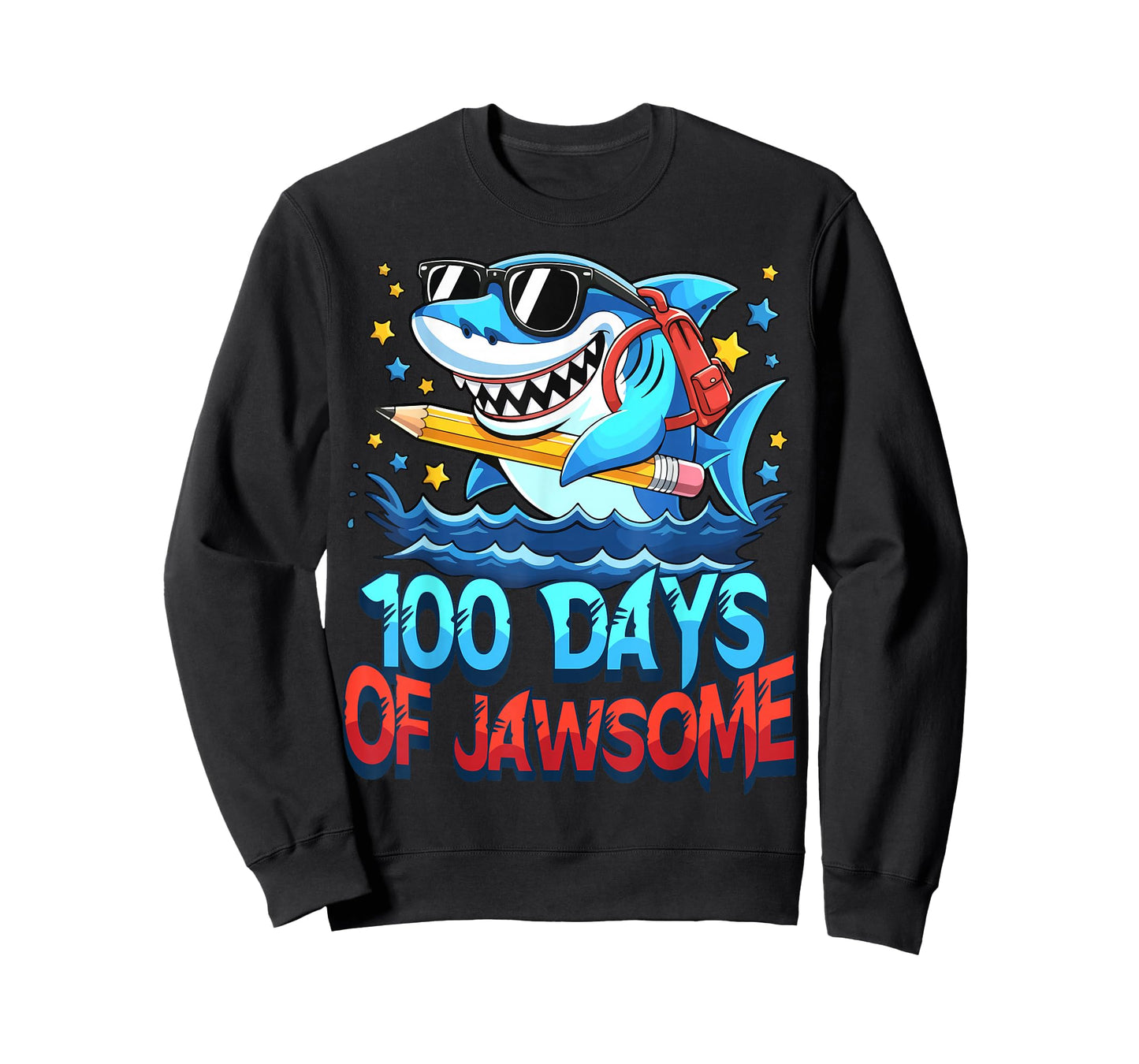 Funny 100 Days of Jawsome Shark Kids Boy 100th Day of School T-Shirt