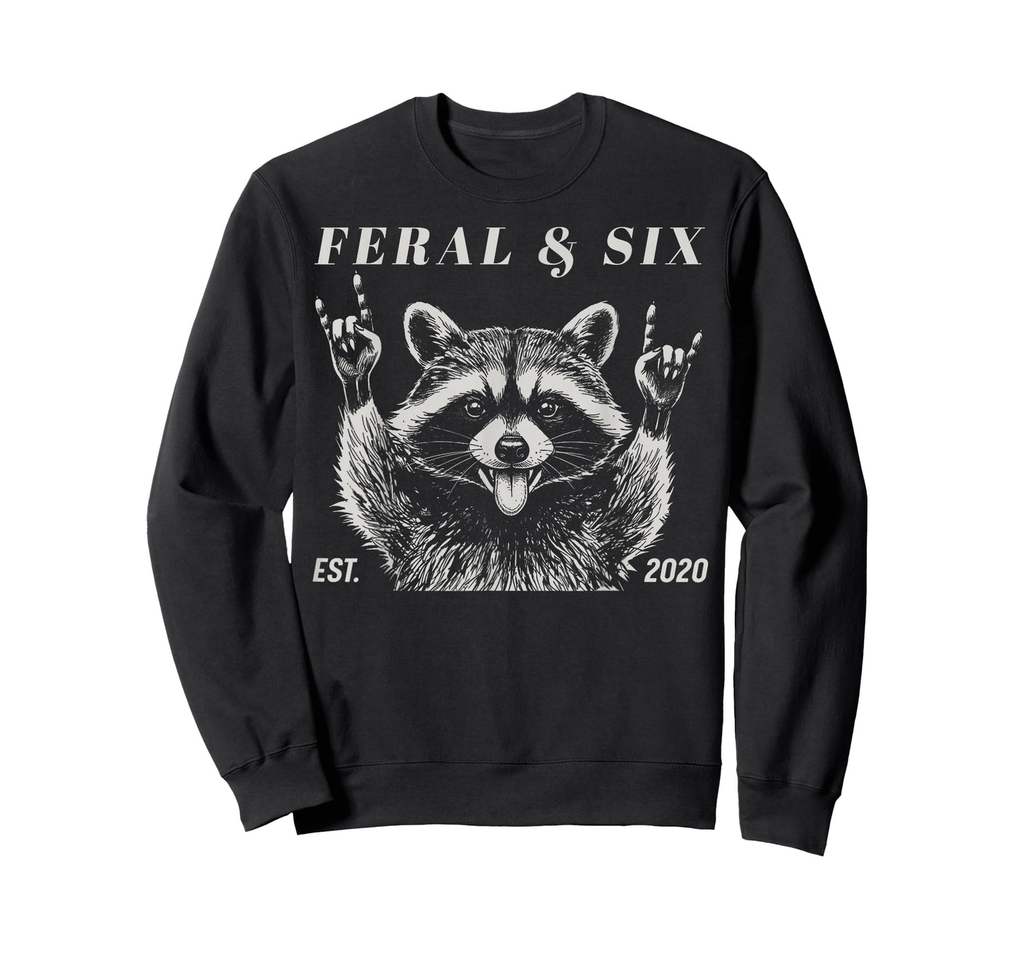 Feral and Six Raccoon Funny 6th Birthday Girls Boys Kids T-Shirt