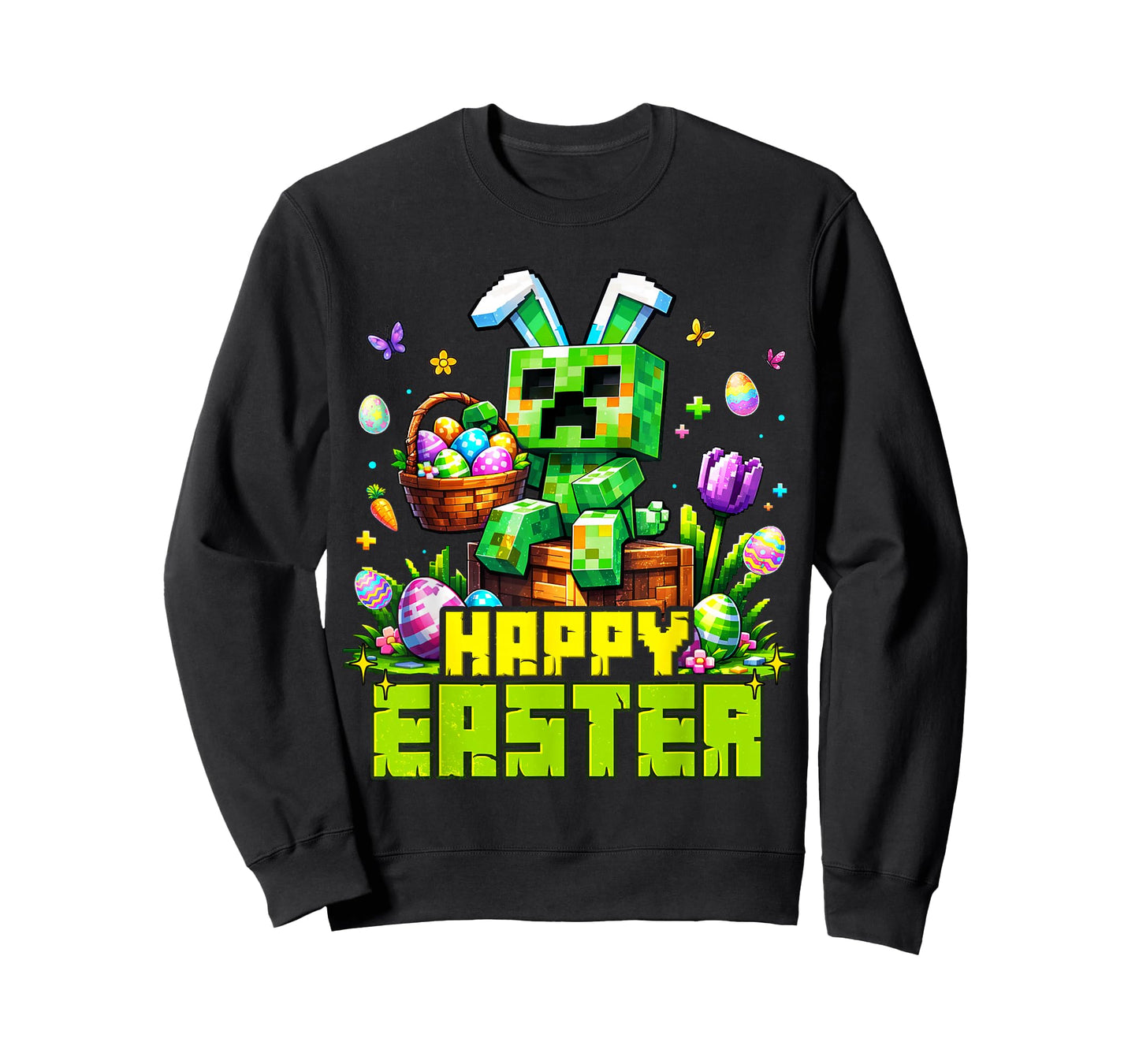 Easter Pixel Gaming Bunny Egg Hunting Boys Kids Youth T-Shirt