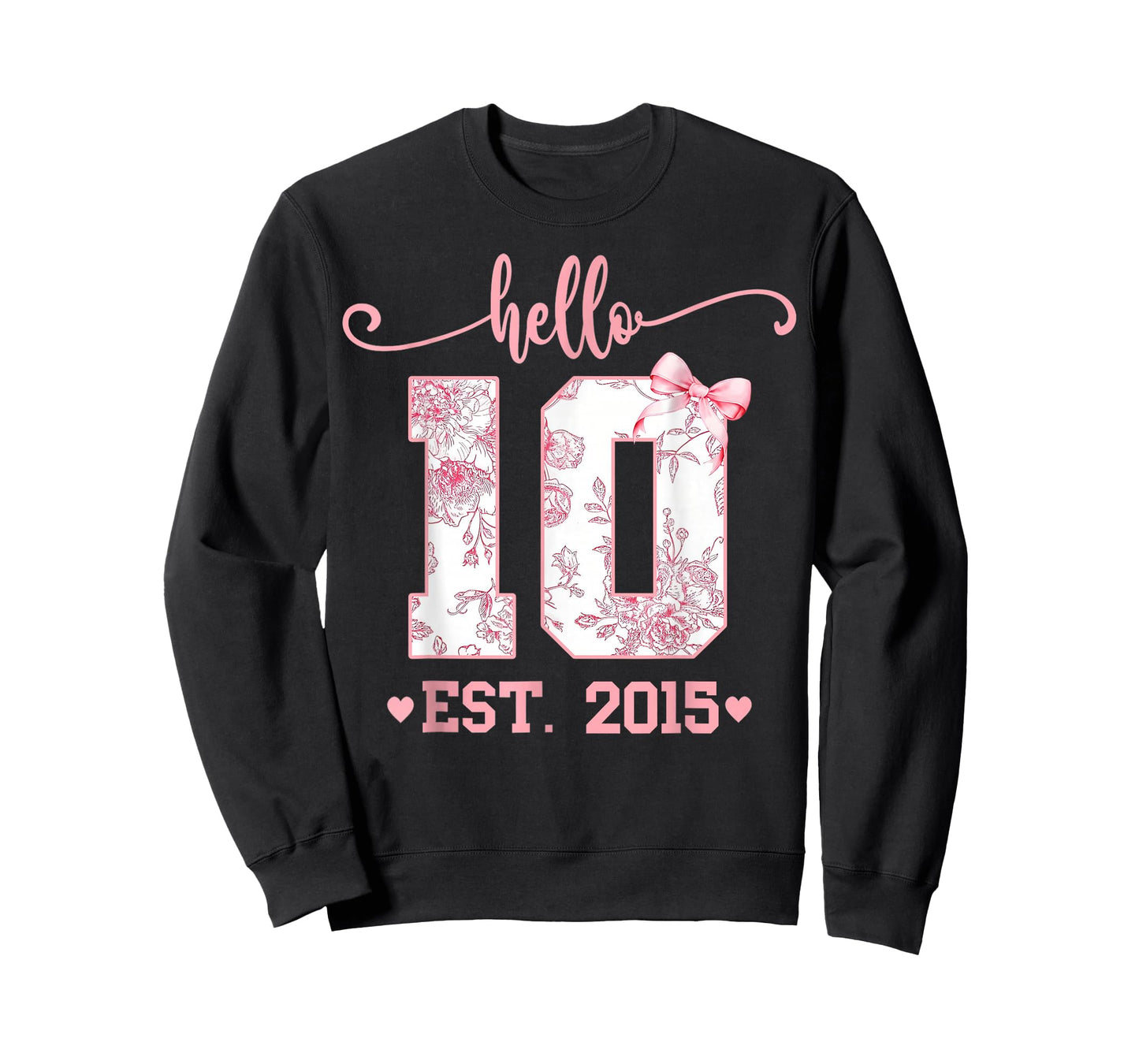 Hello Ten Double Digits Floral Coquette Bow 10th Birthday T-Shirt