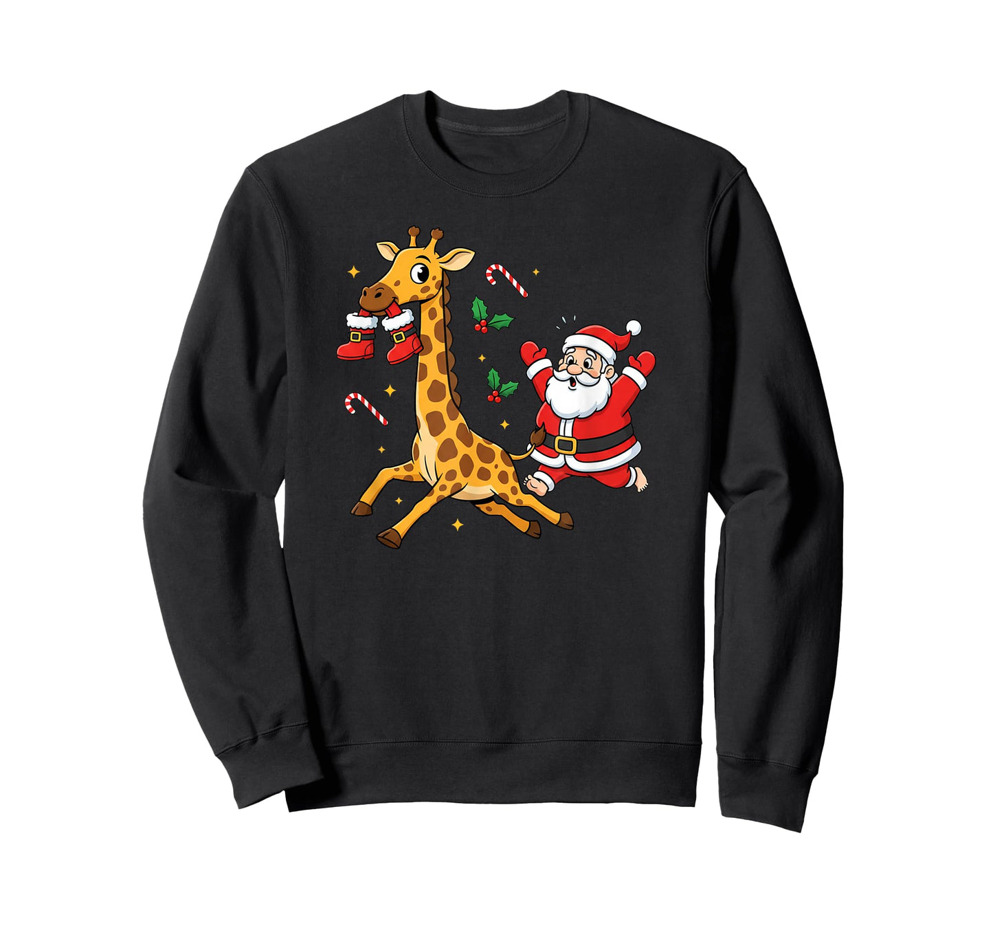 Funny Giraffe Santa Claus Boots Christmas Womens Mens Kids T-Shirt