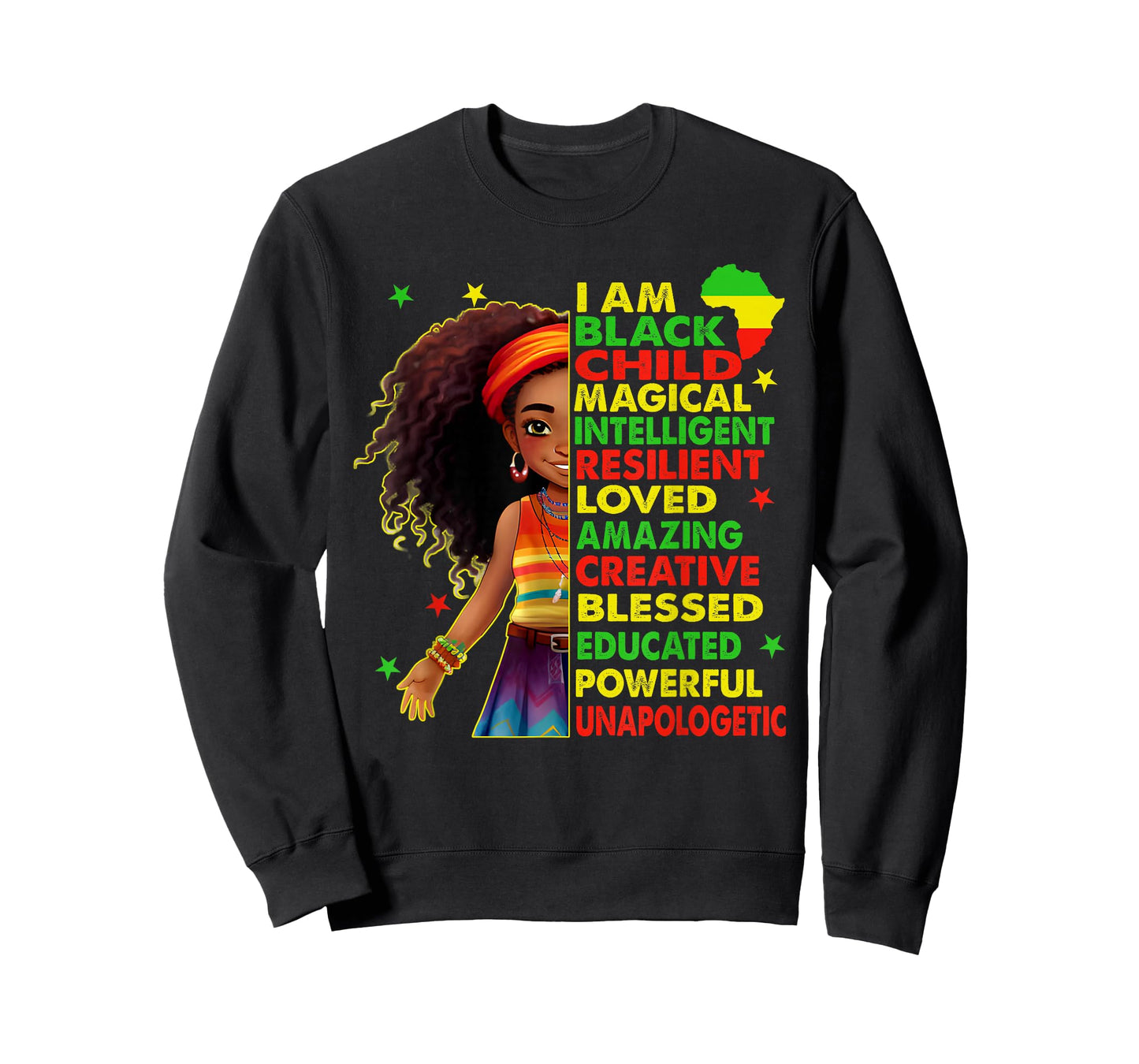 I Am Black Child Juneteenth African American Girls Kids T-Shirt