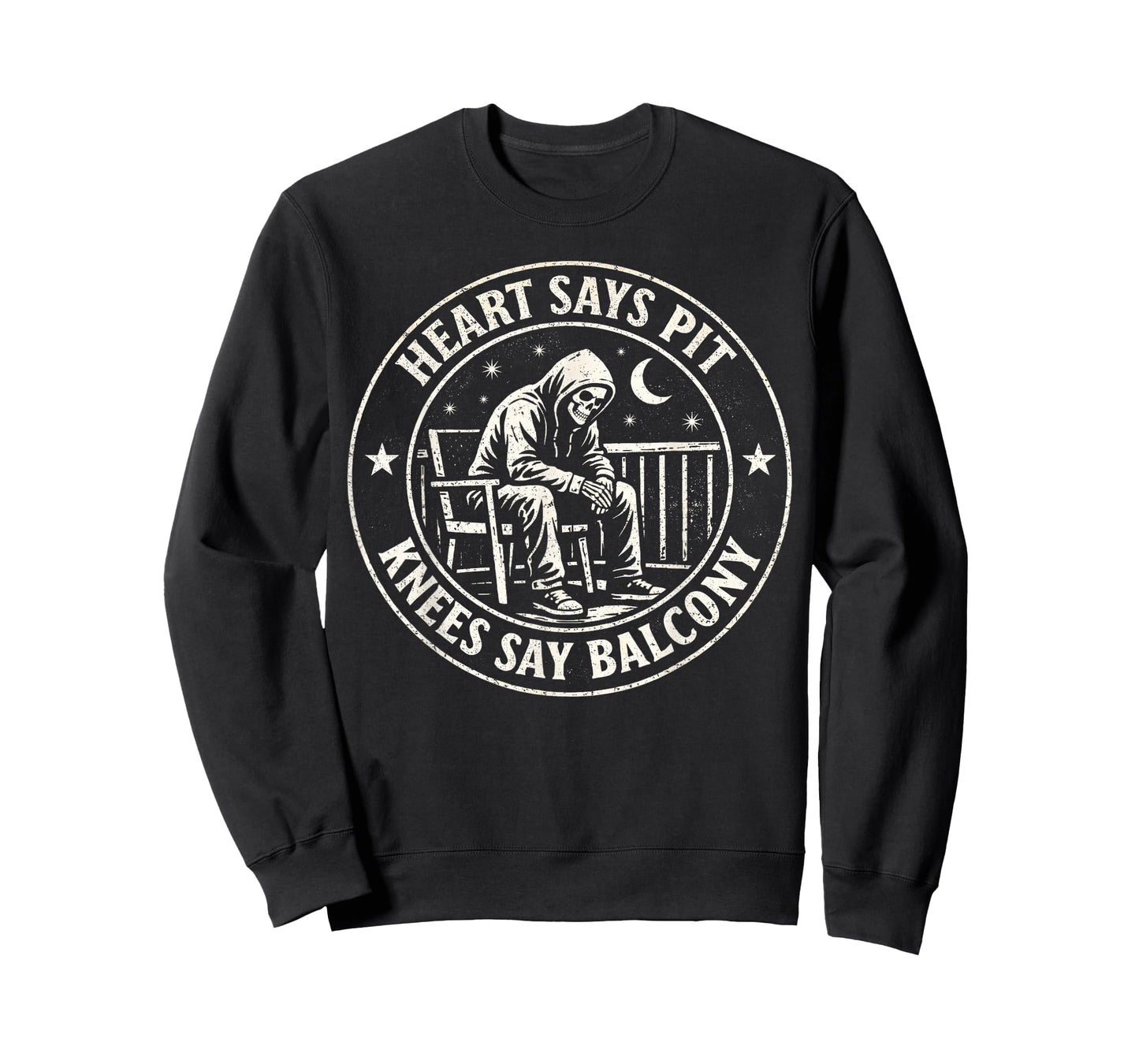 Heart Says Pit Knees Say Balcony Funny Punk Rock Old-School T-Shirt