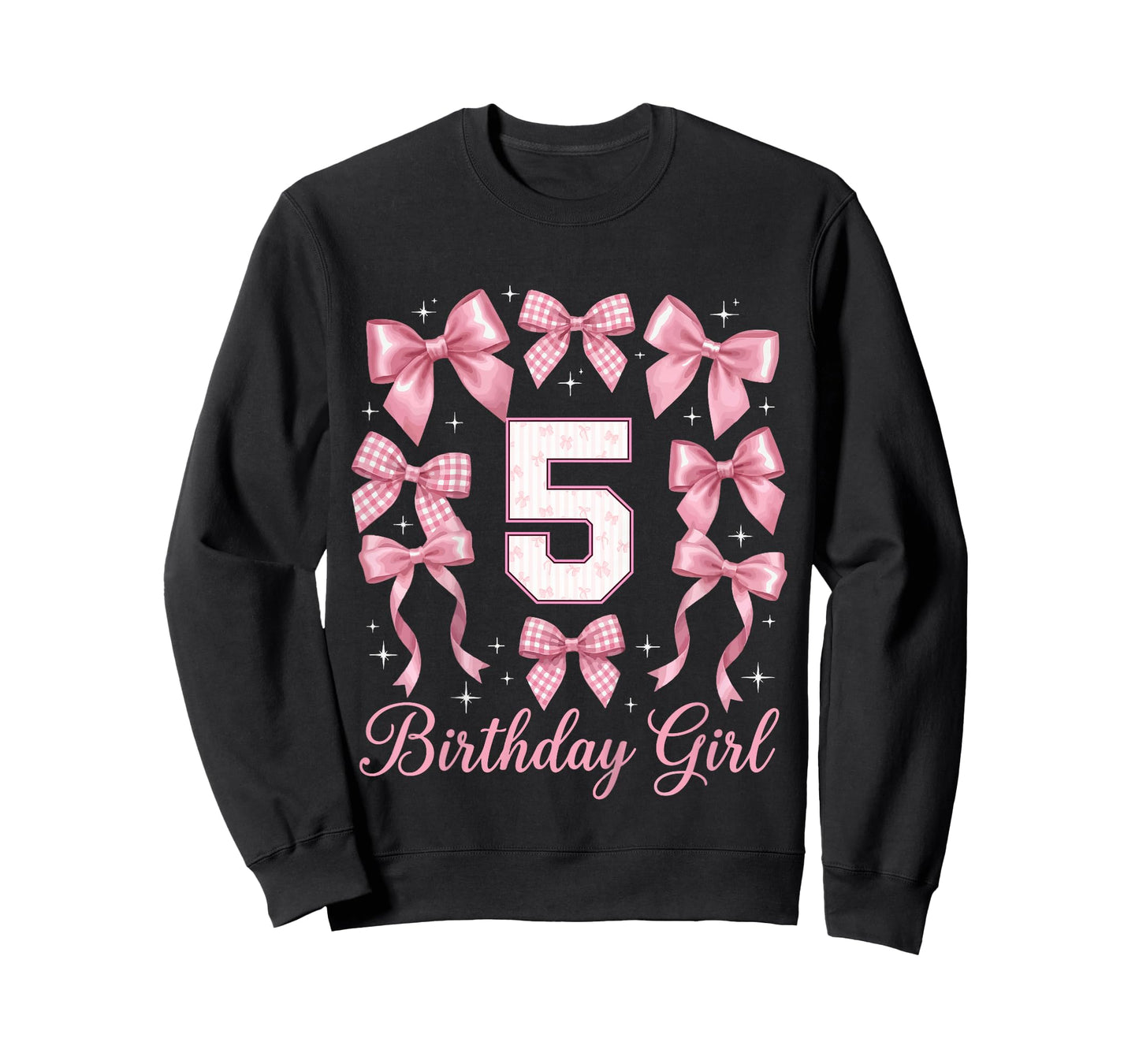 Kids 5th Birthday Shirt Girl Coquette Bow Kids Five 5 Year Old T-Shirt