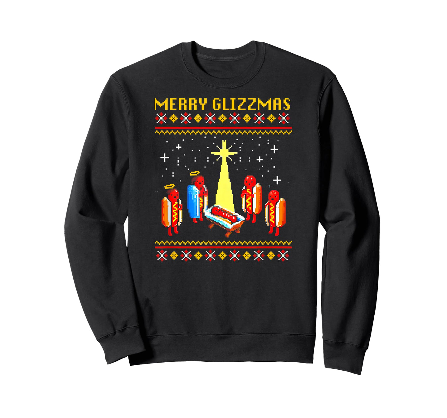 Merry Glizzmas Retro Funny Hot Dog Family Christmas Xmas T-Shirt