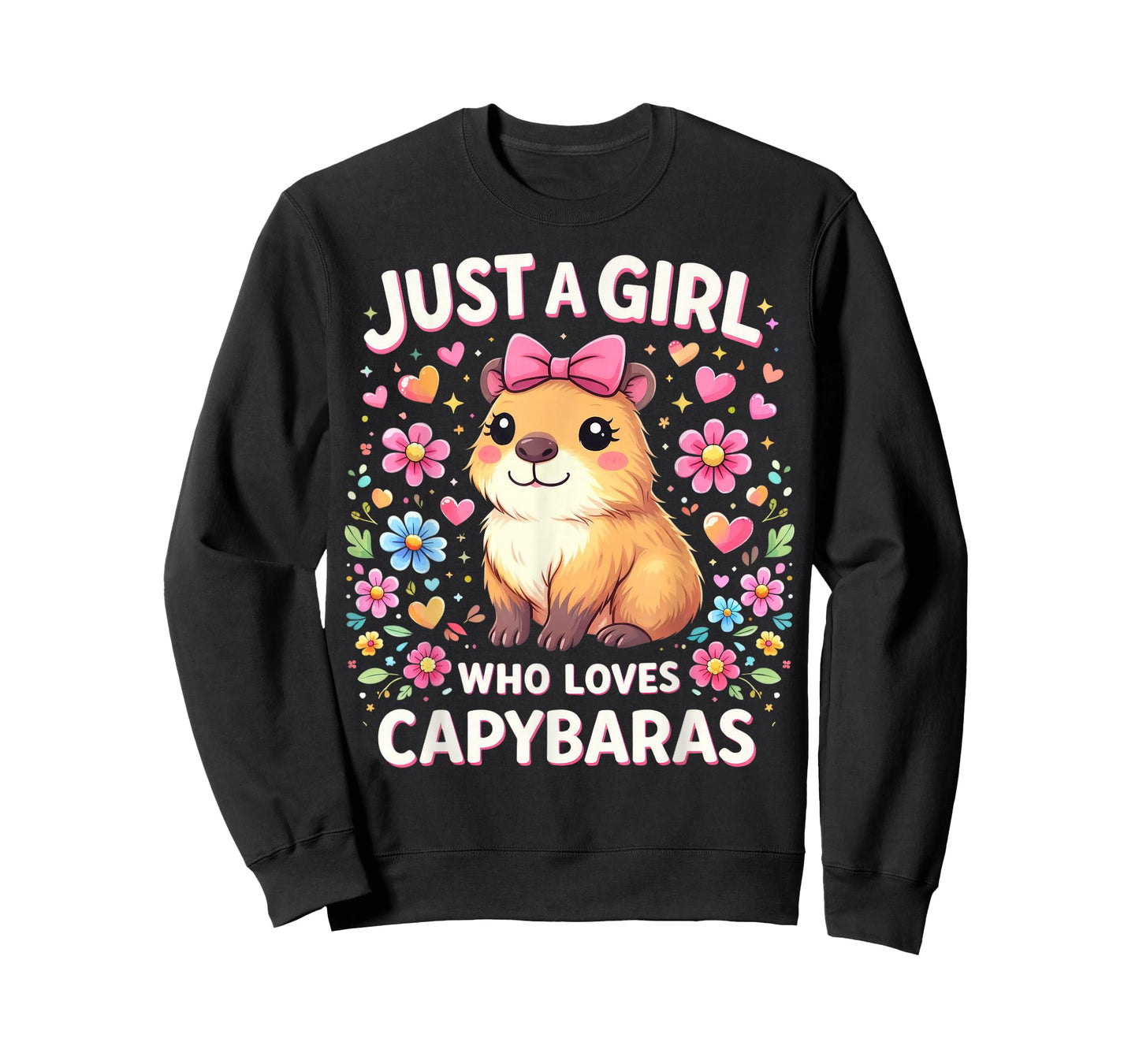 Just a Girl who Loves Capybaras Cute Pink Bow Capybara Lover T-Shirt