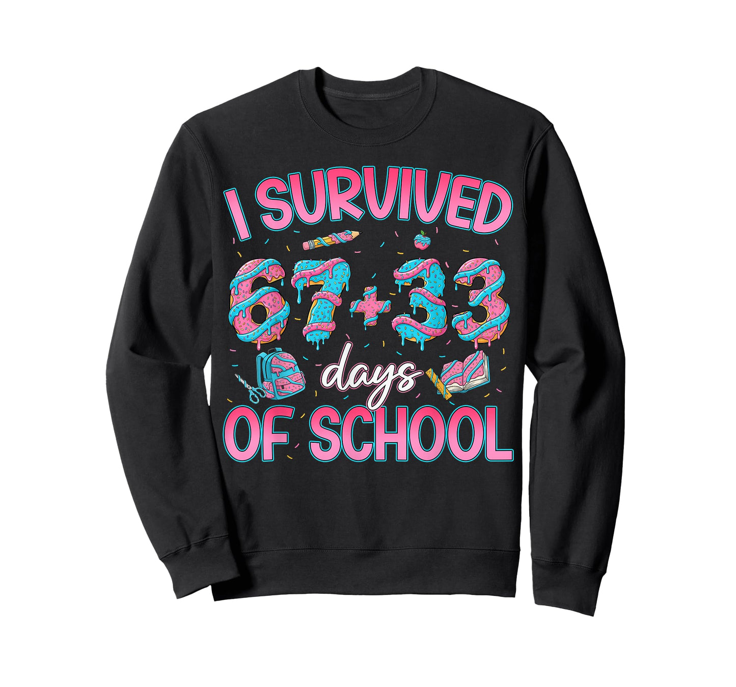 I Survived 67 + 33 Days of School Ice Cream Drip Girl Boy T-Shirt