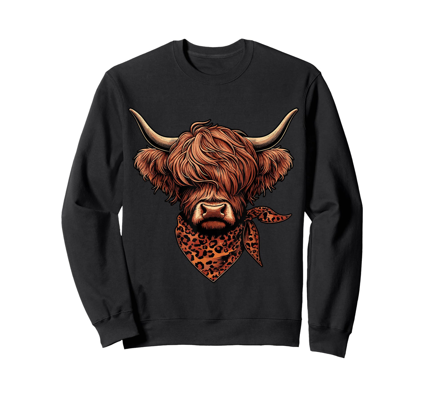 Western Highland Cow with Bandana Cowgirl Cow Farmer T-Shirt