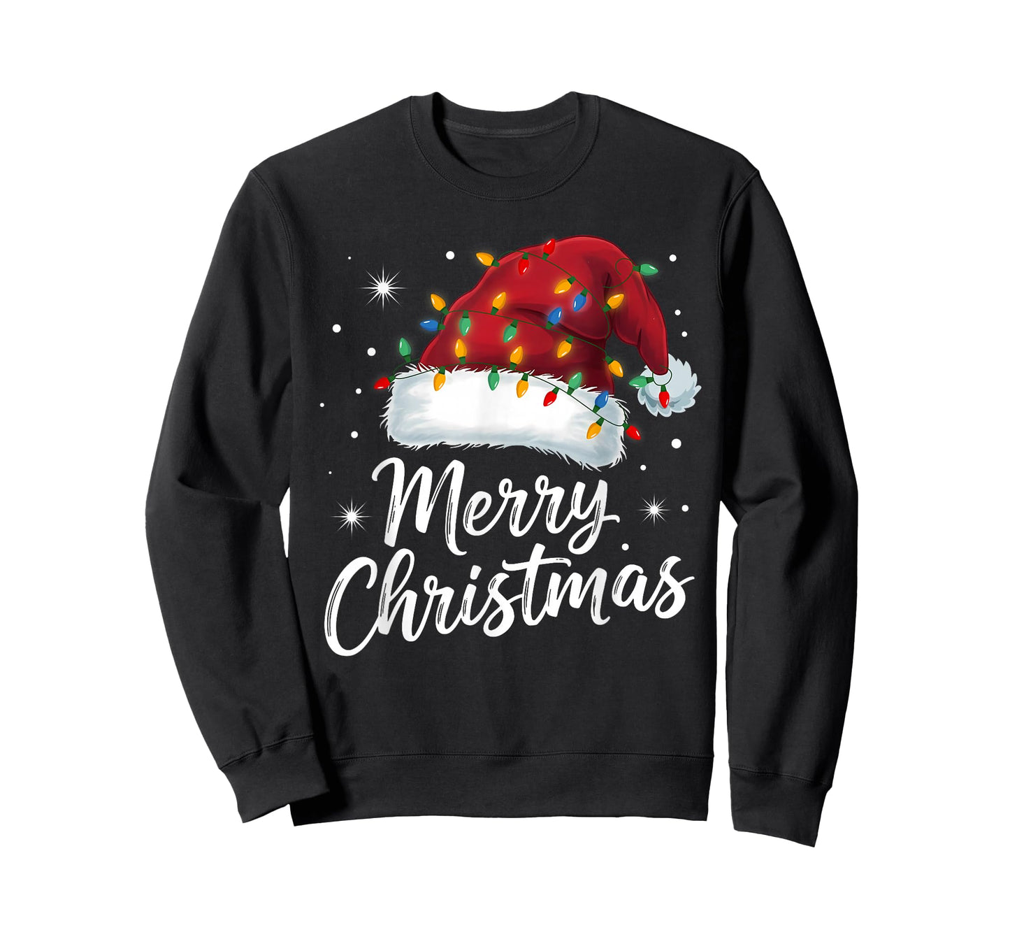 Merry Christmas Lights Red Santa Hat Xmas Family Men Women T-Shirt